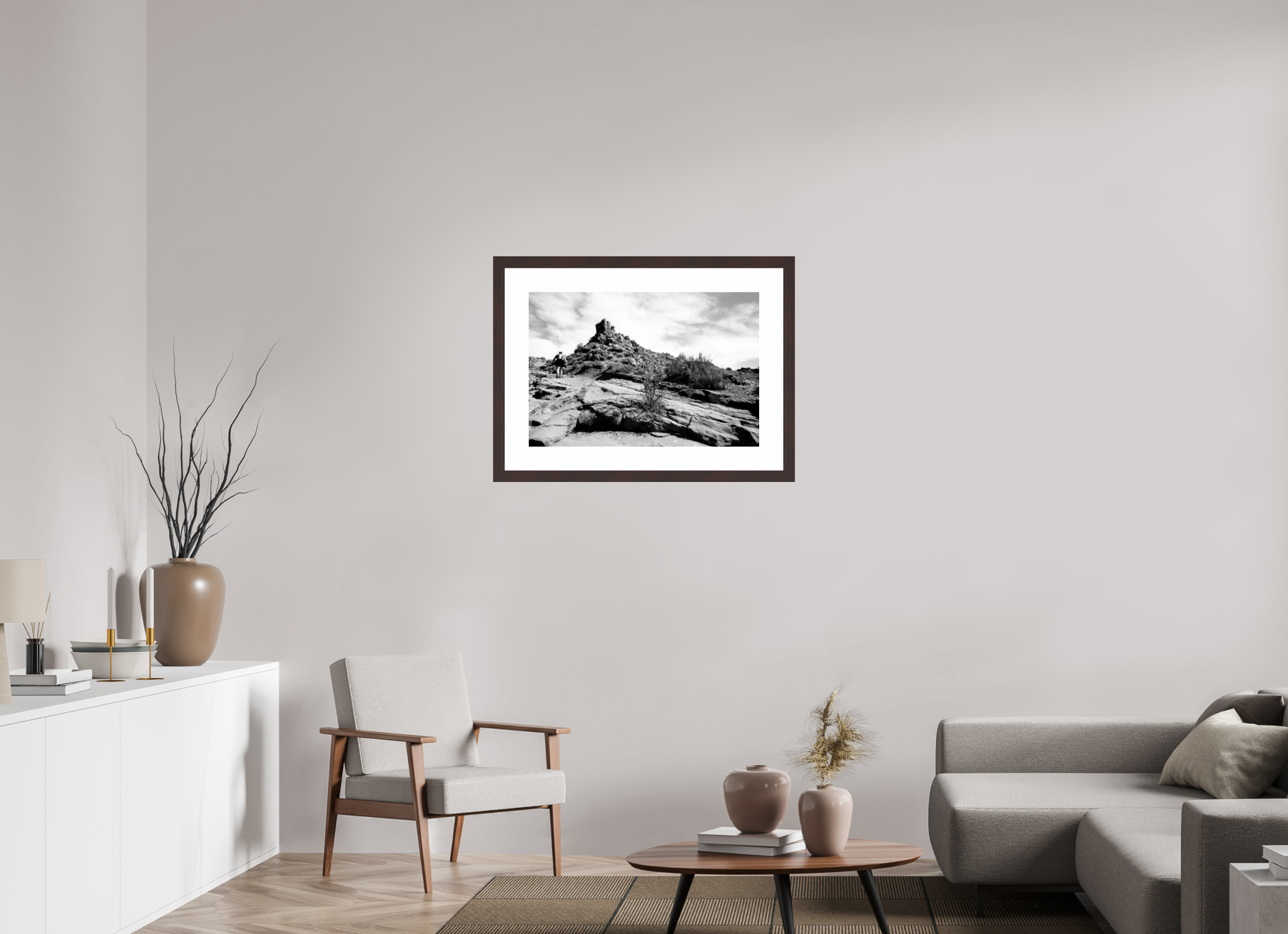 29.6 x 20″, Framed, Alder Brown, B&W Print Moab Rock Formation