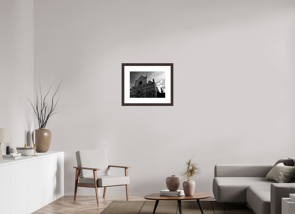 20 x 15″, Framed, Alder Brown, B&W Print Santa Croce