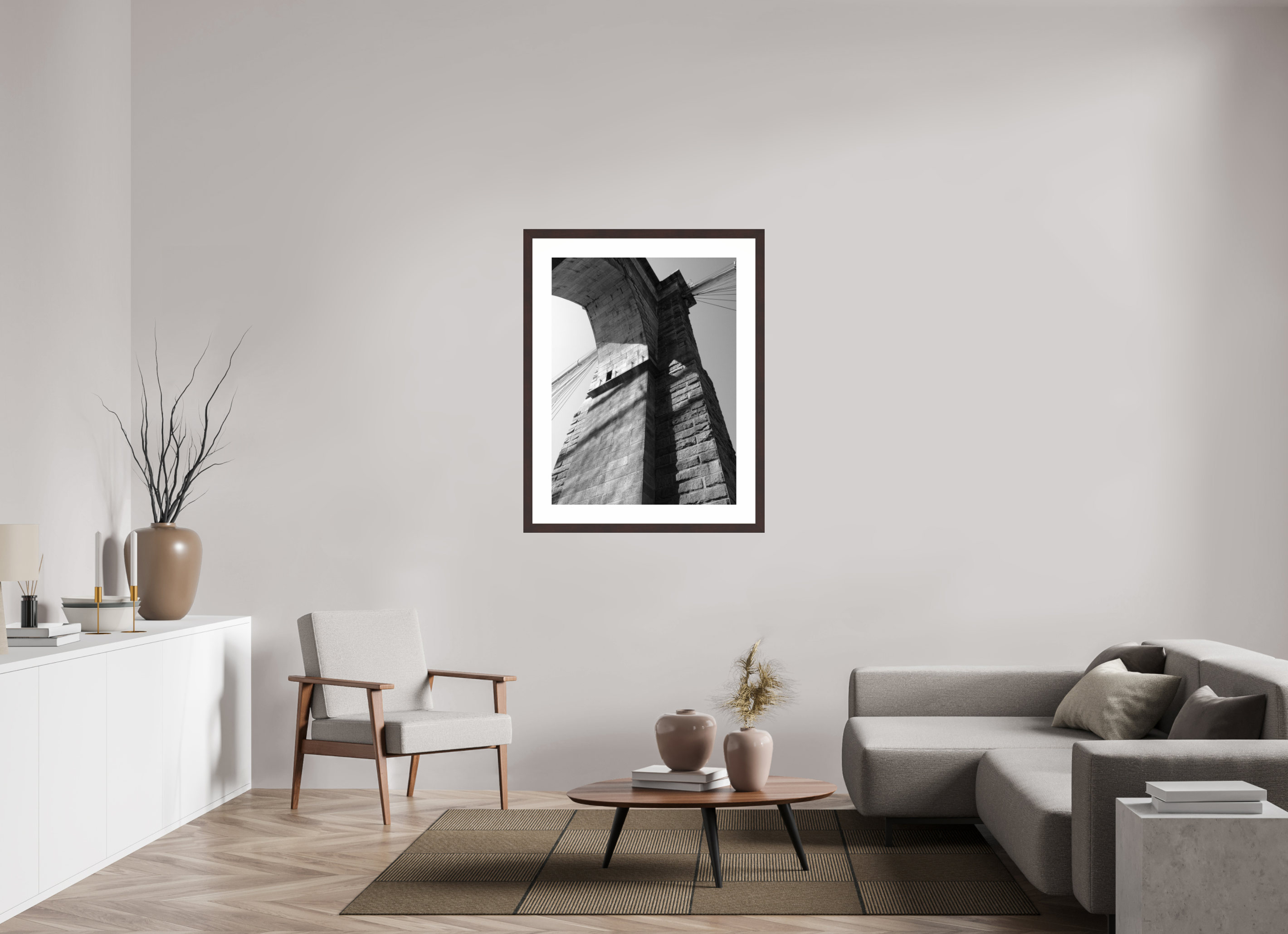 30 x 40″, Framed, Alder Brown, B&W Print Brooklyn Bridge, View 3