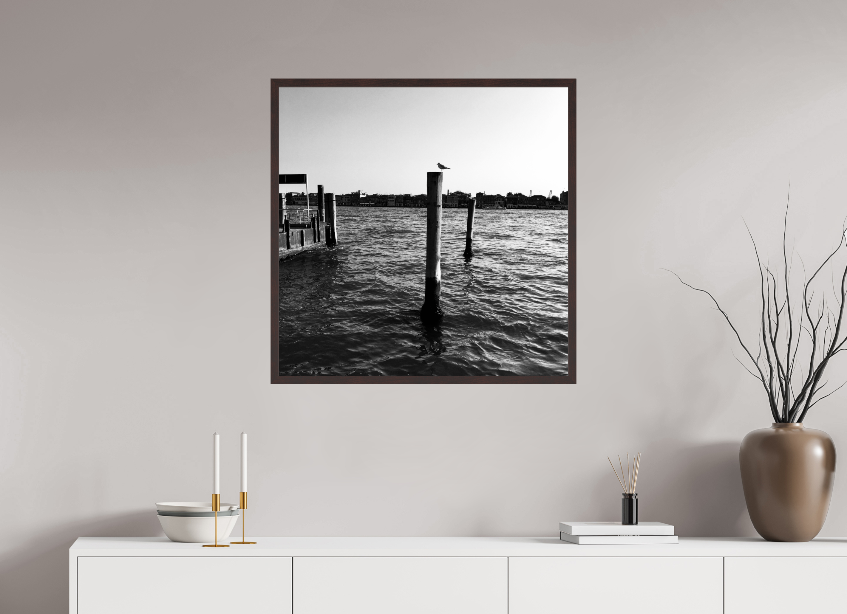 30 x 30″, ArtBox On Aluminum Dibond Seagull on Giudecca Canal
