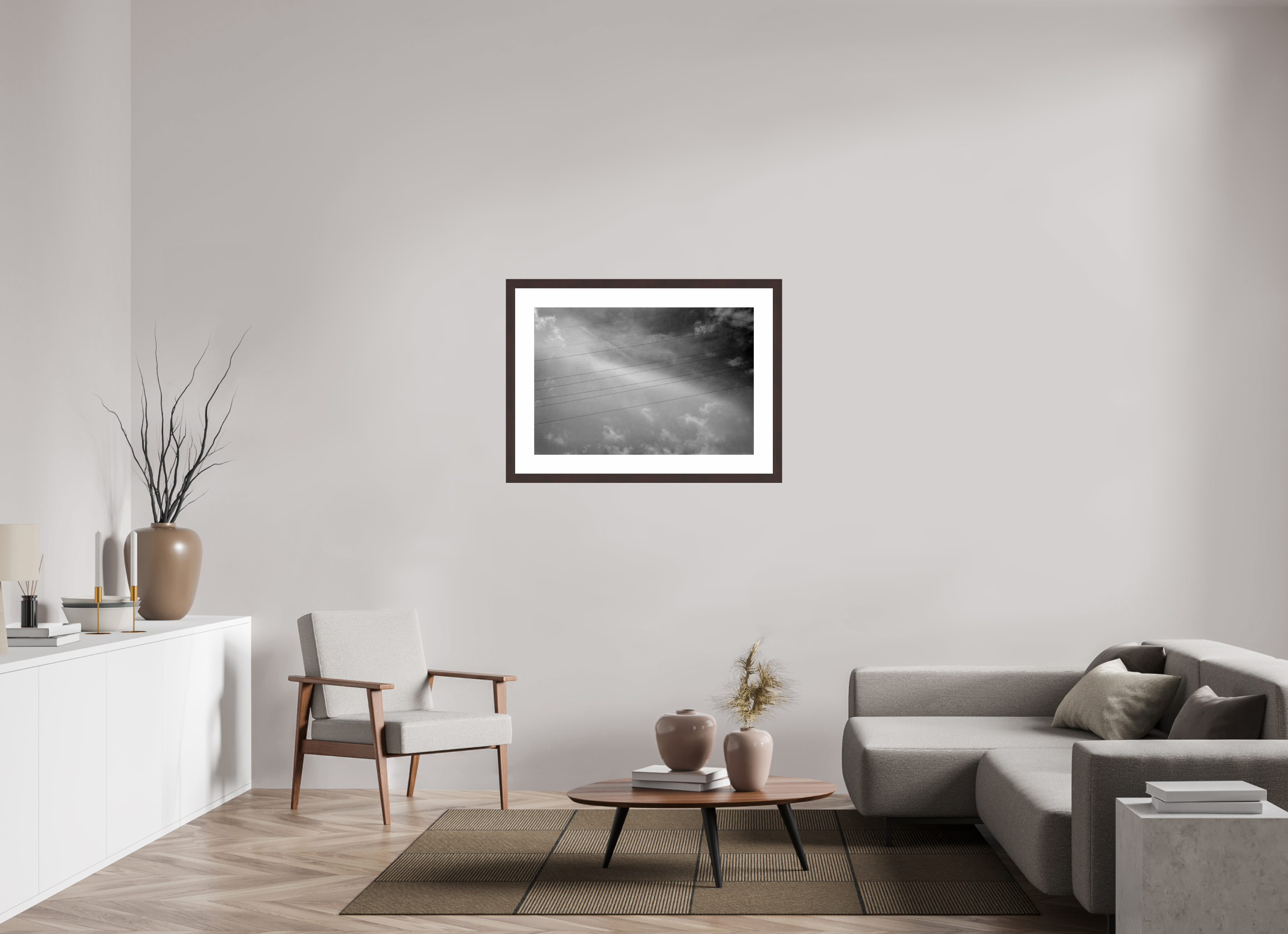 35.6 x 24″, Framed, Alder Brown, B&W Print Lines