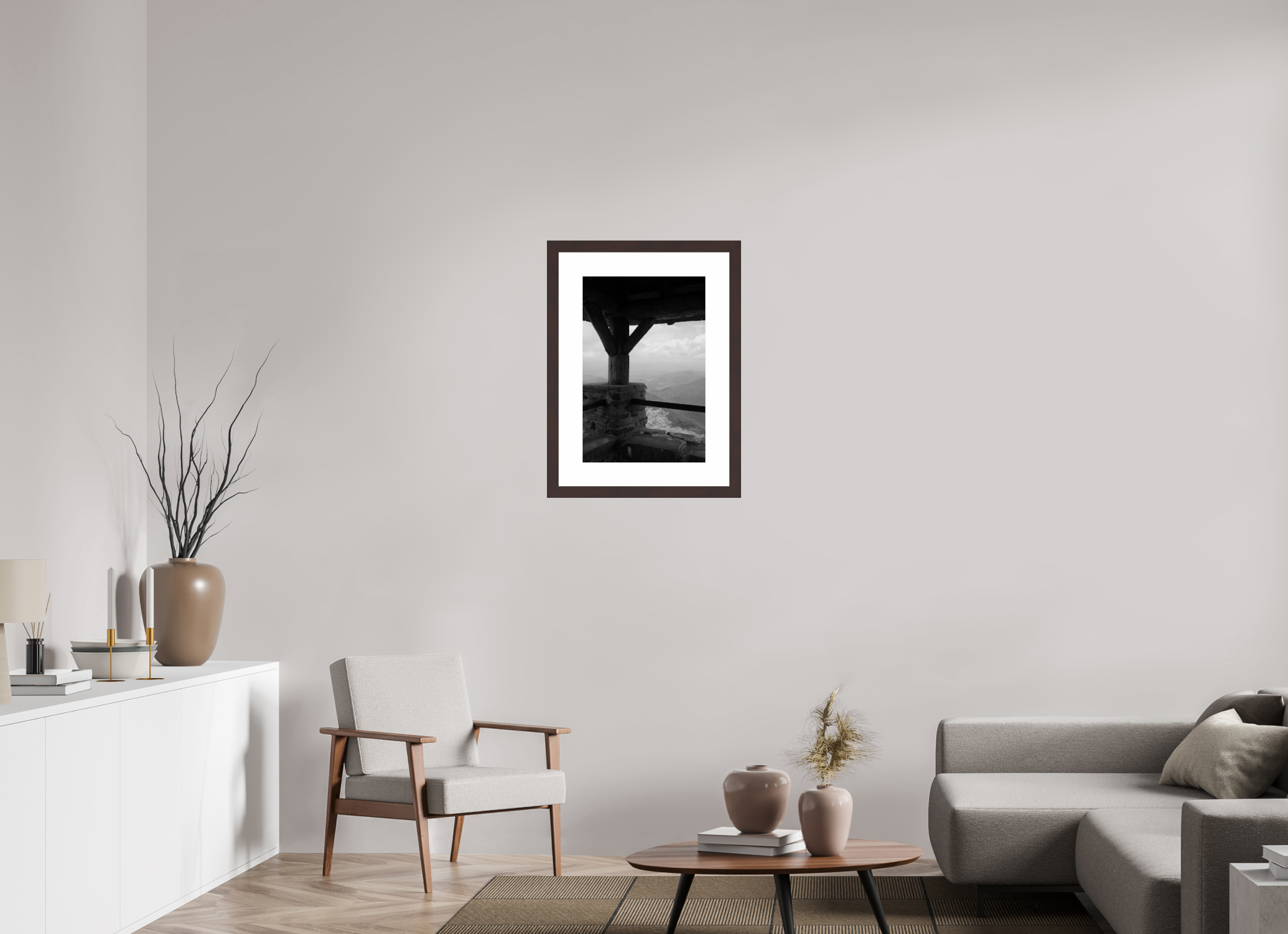 16 x 24″, Framed, Alder Brown, B&W Print Mountain Lookout