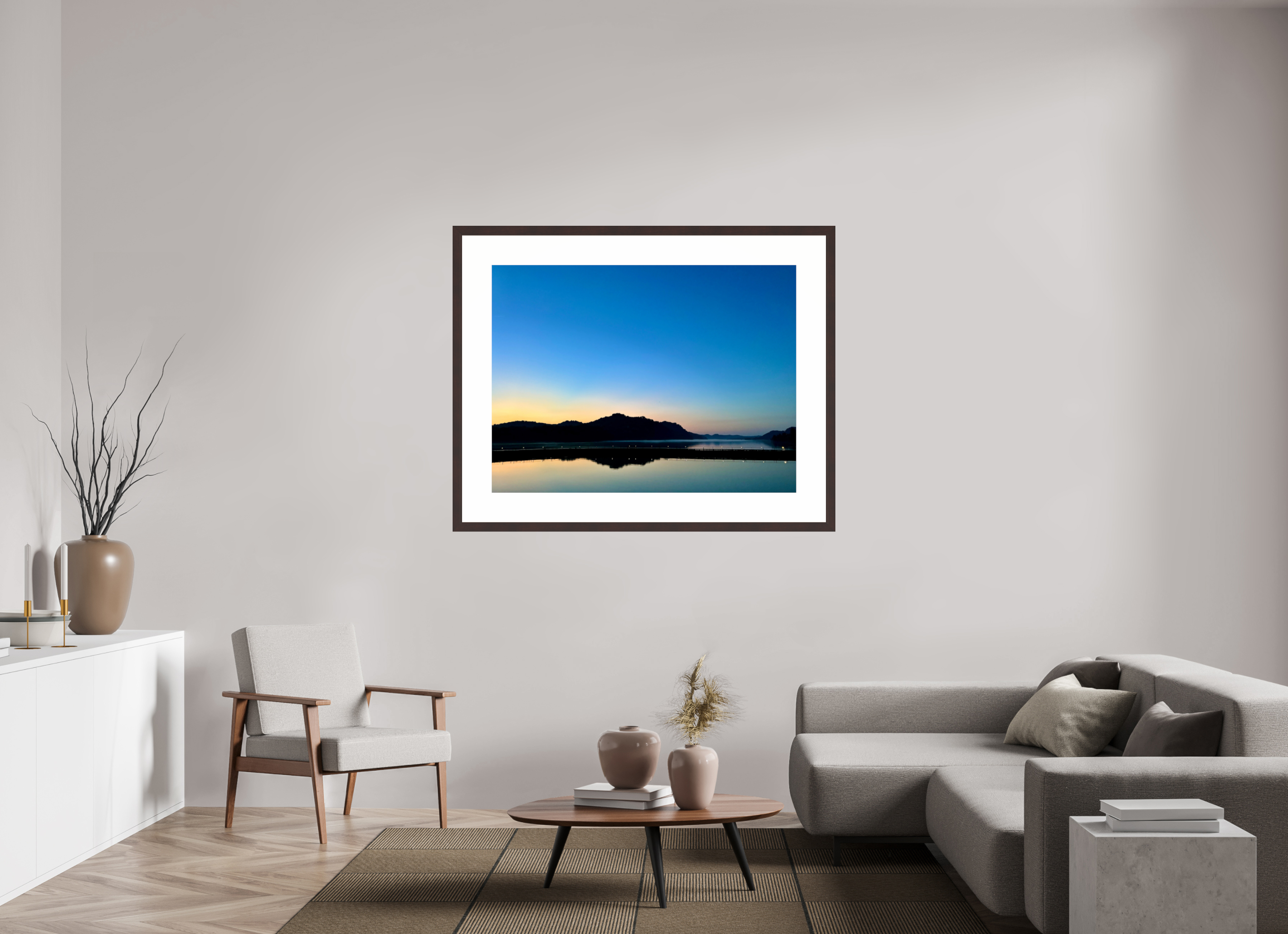48 x 36″, Framed, Alder Brown, Color Print Dusk, Cordell Hull Reservoir (View 2)