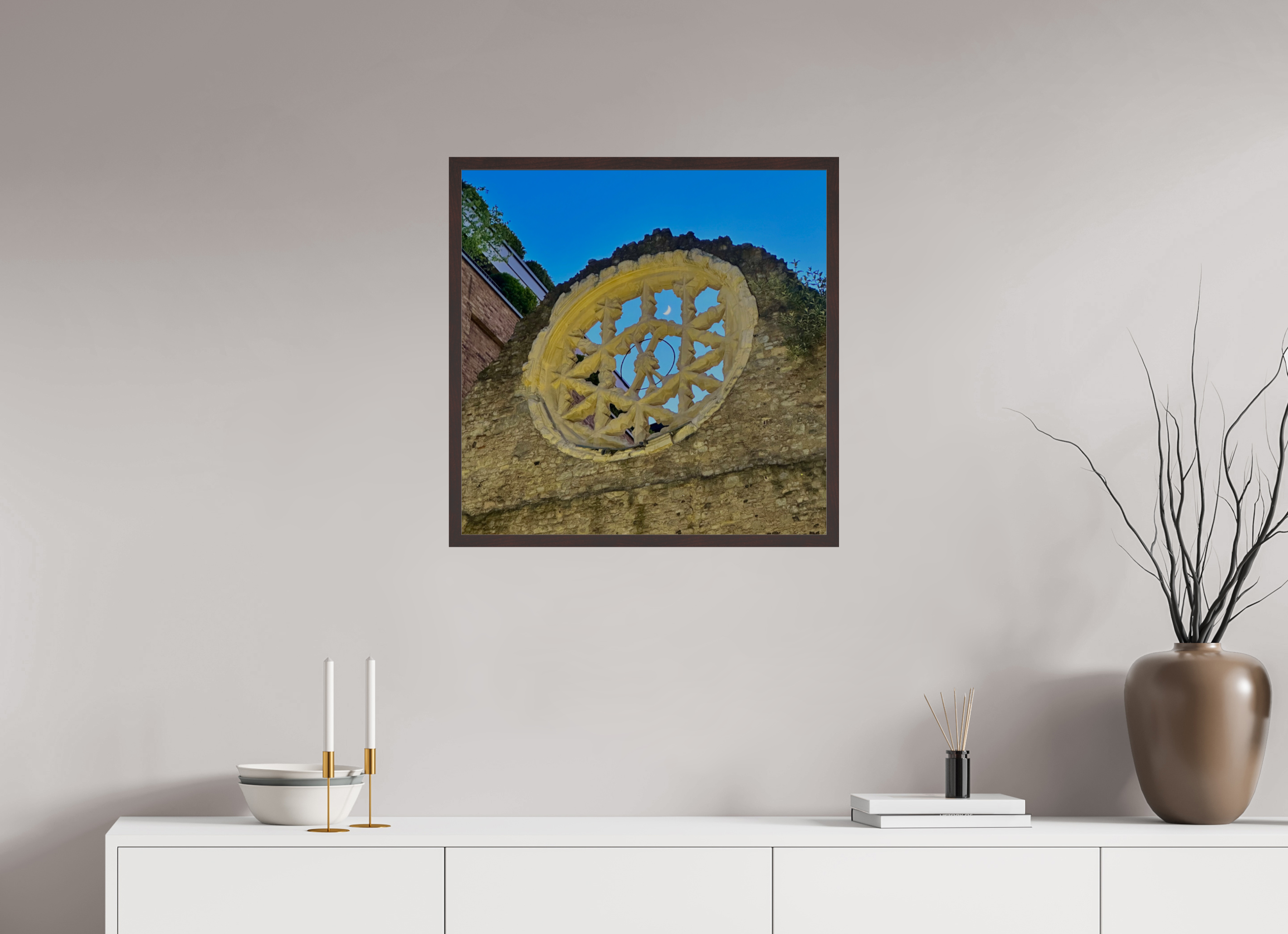 25 x 25″, ArtBox On Aluminum Dibond Framed Moon Along Thames Path