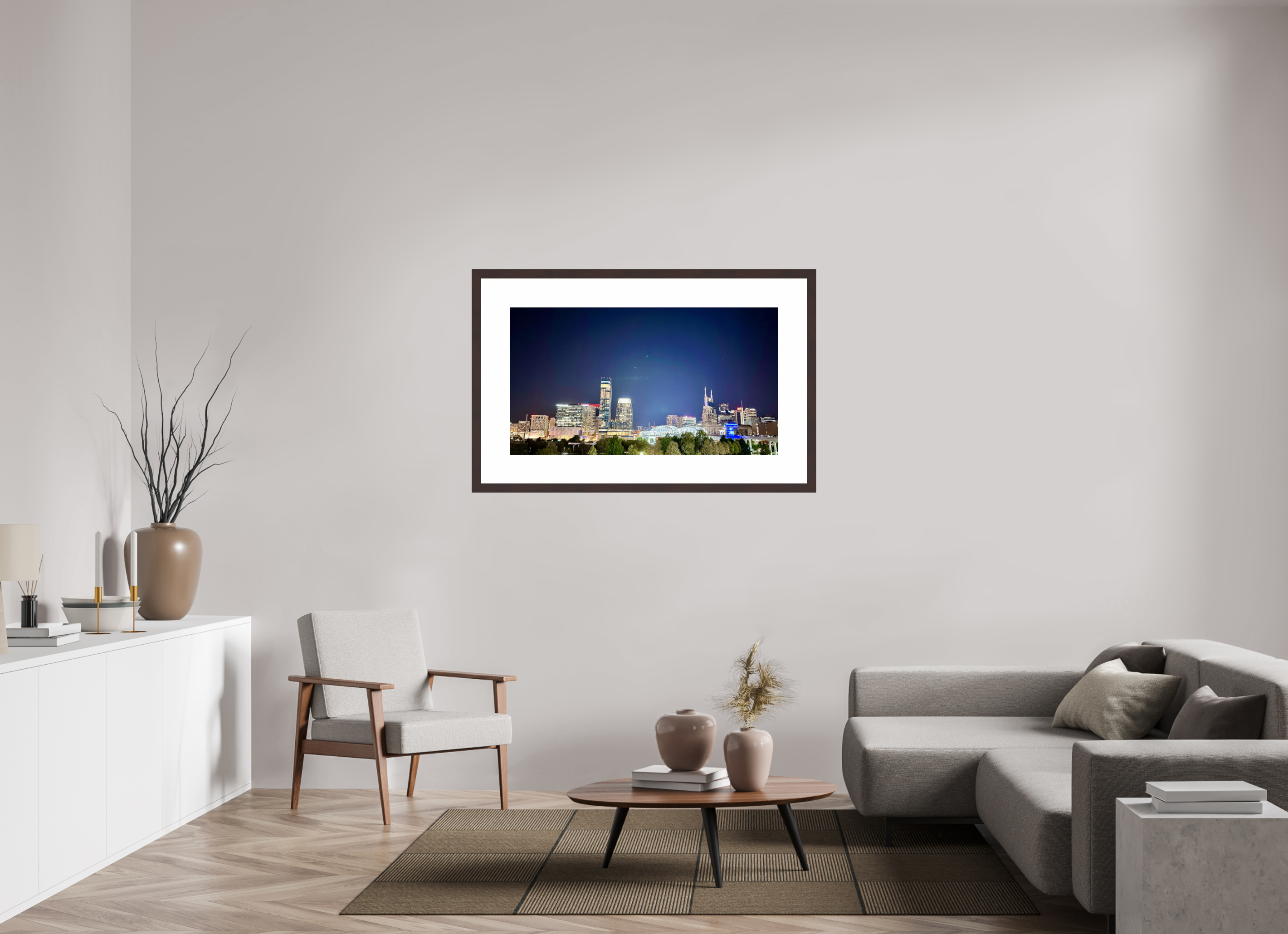 43.4 x 24″, Framed, Alder Brown, Color Print Nashville at Night