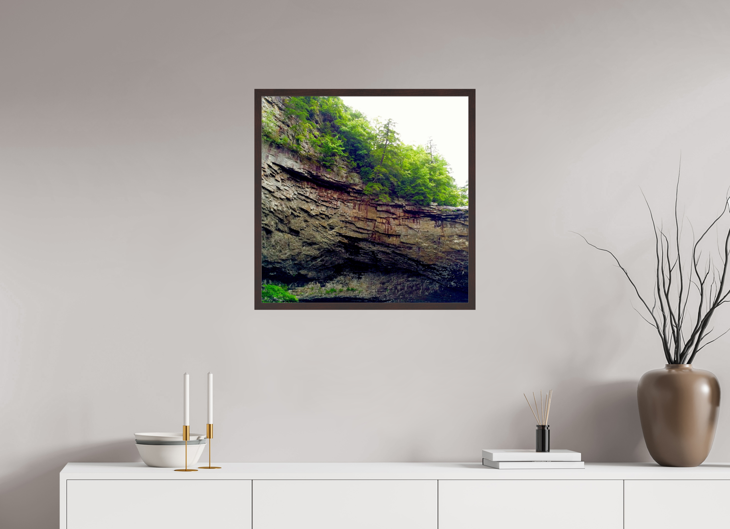 25 x 25″, ArtBox On Aluminum Dibond Cliffs Near Foster Falls