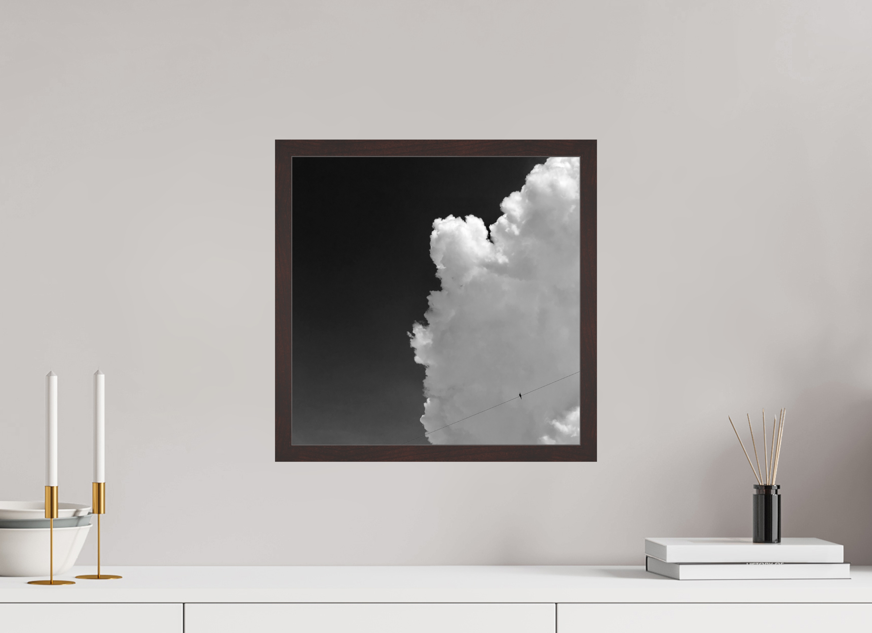 15 x 15″, ArtBox On Aluminum Dibond Bird on a Wire