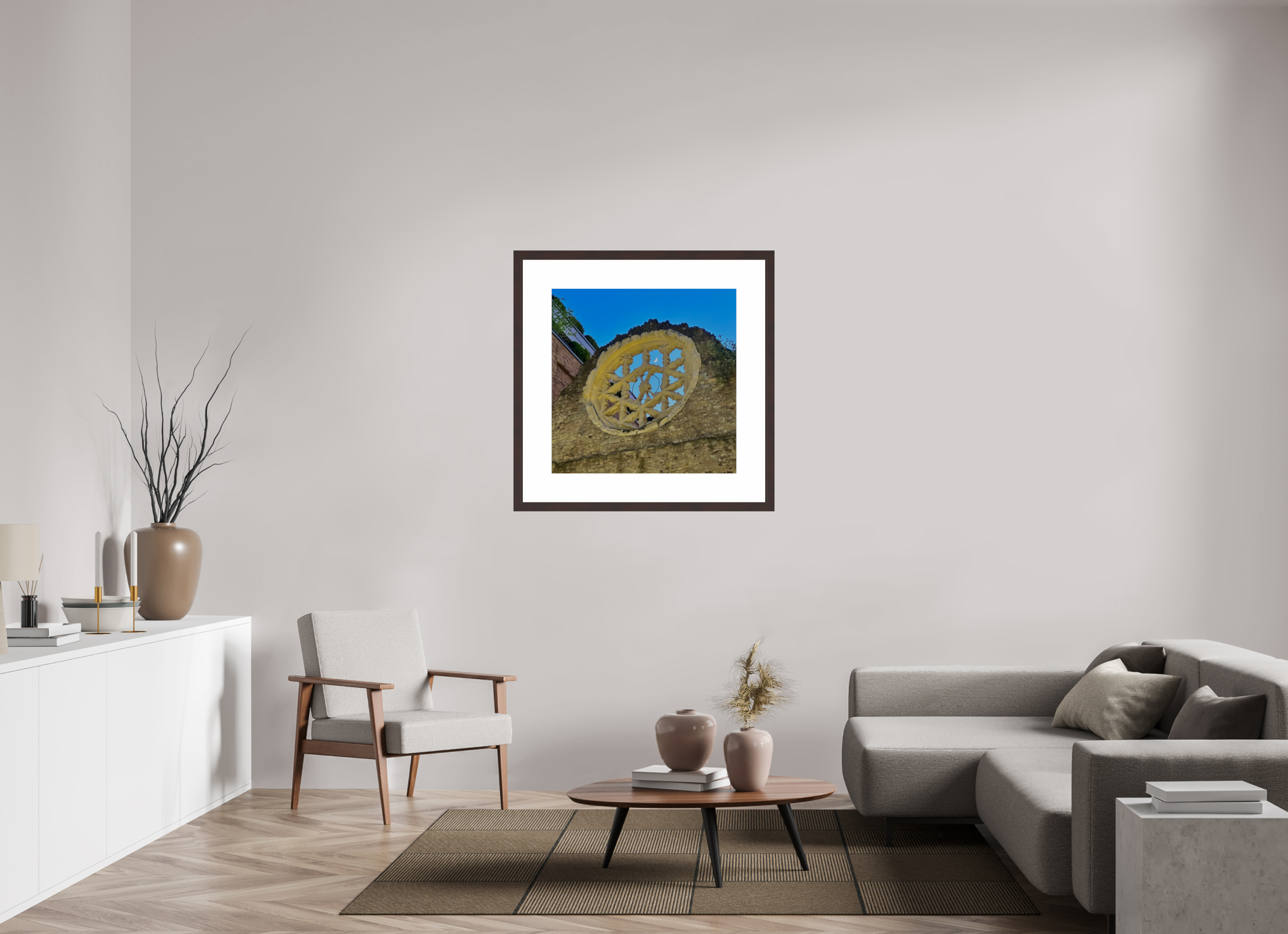 30 x 30″, Framed, Alder Brown, Color Print Framed Moon Along Thames Path