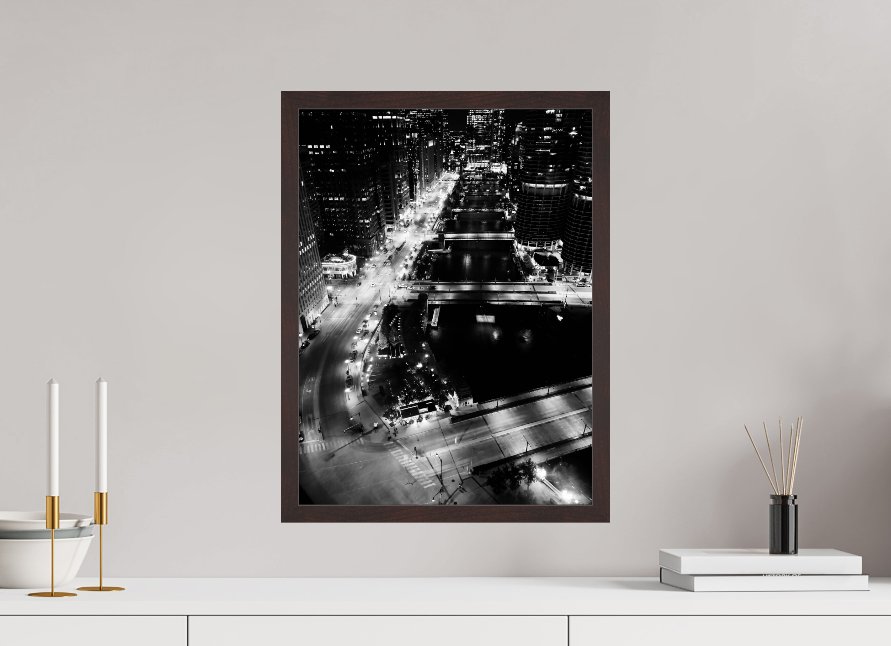 15 x 20″, ArtBox On Aluminum Dibond Chicago River, Night
