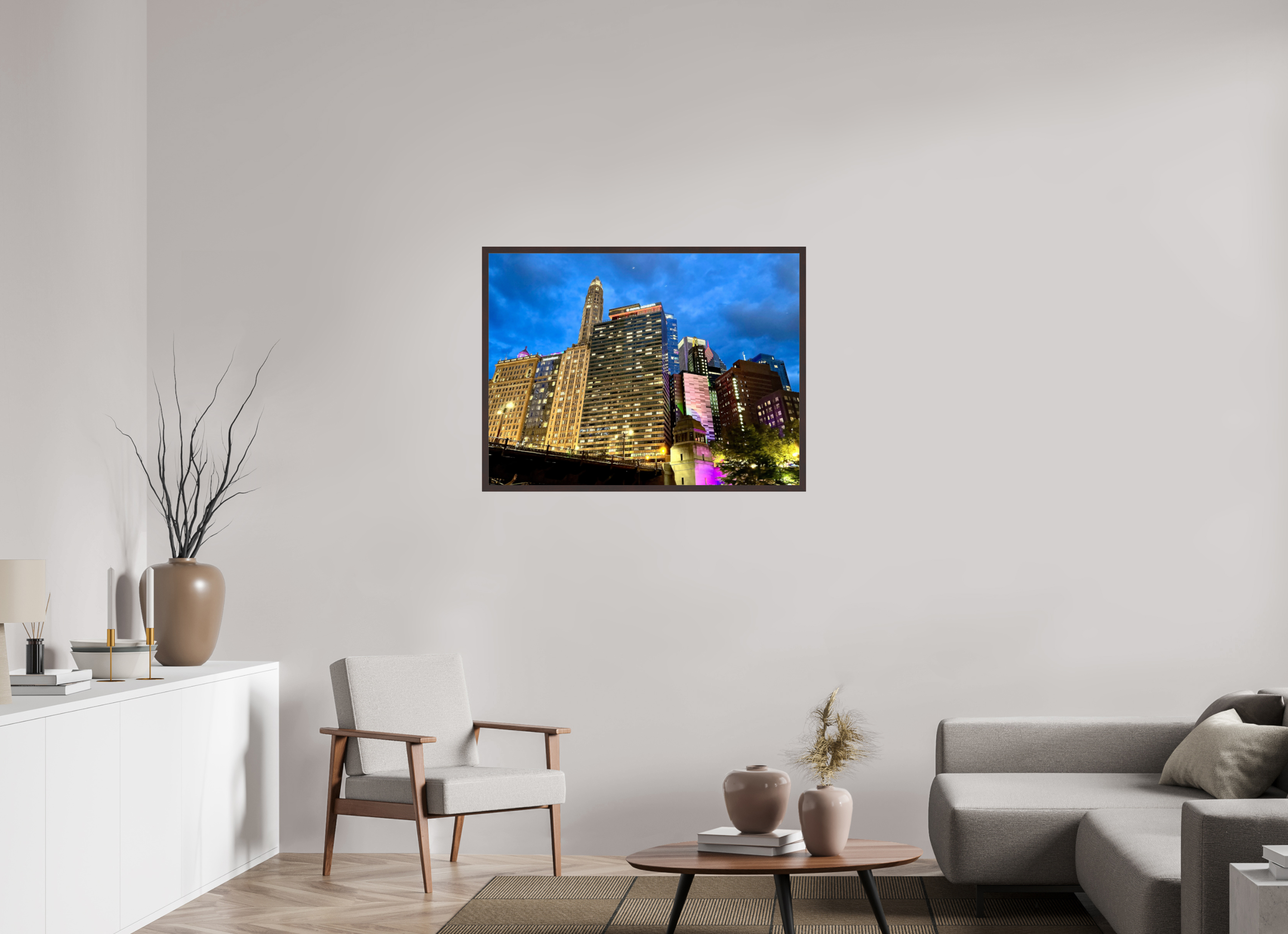 40 x 30″, ArtBox On Aluminum Dibond Skyscrapers, Dusk