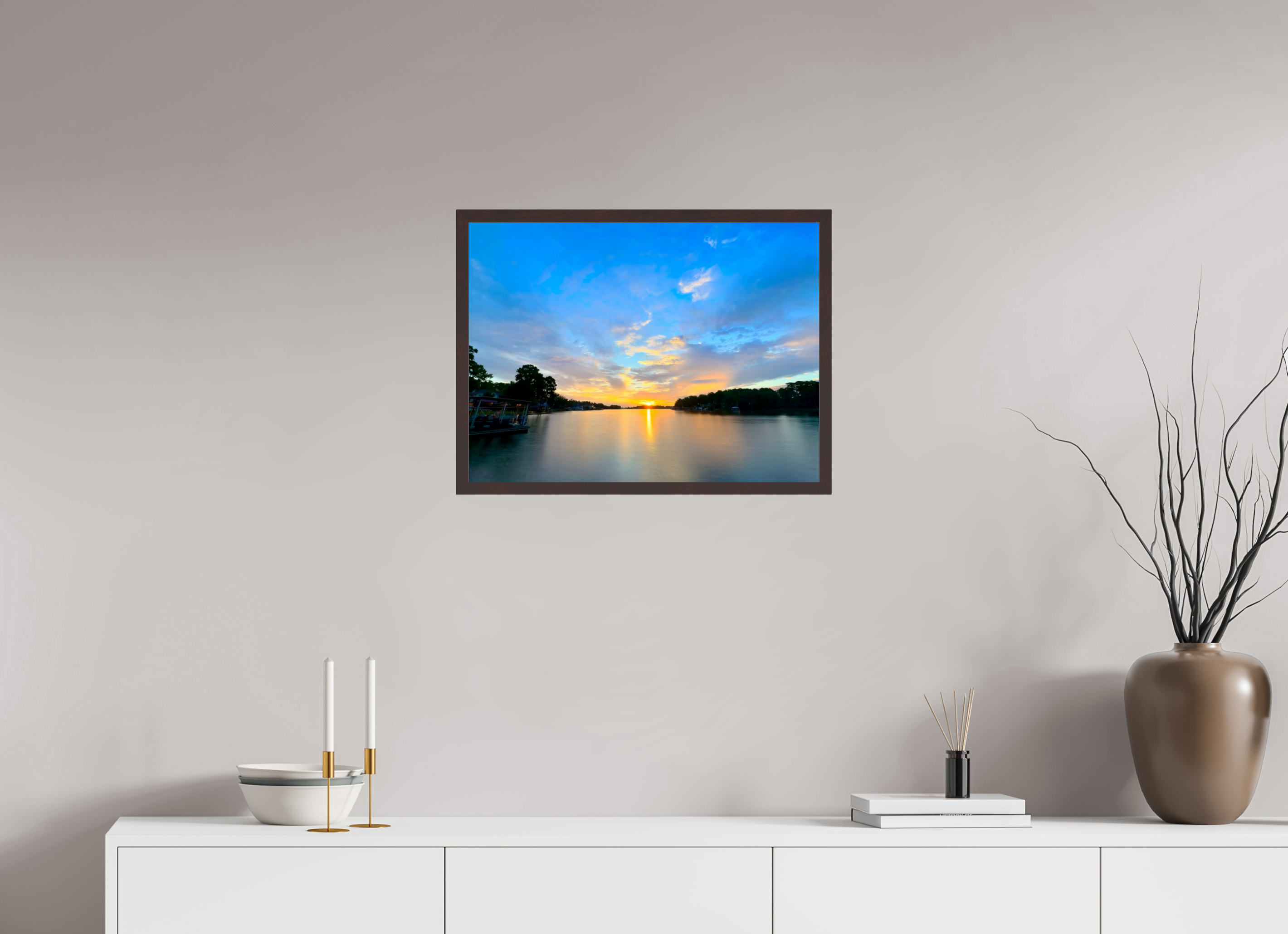 24 x 18″, ArtBox On Aluminum Dibond Sunrise On Lake Hamilton