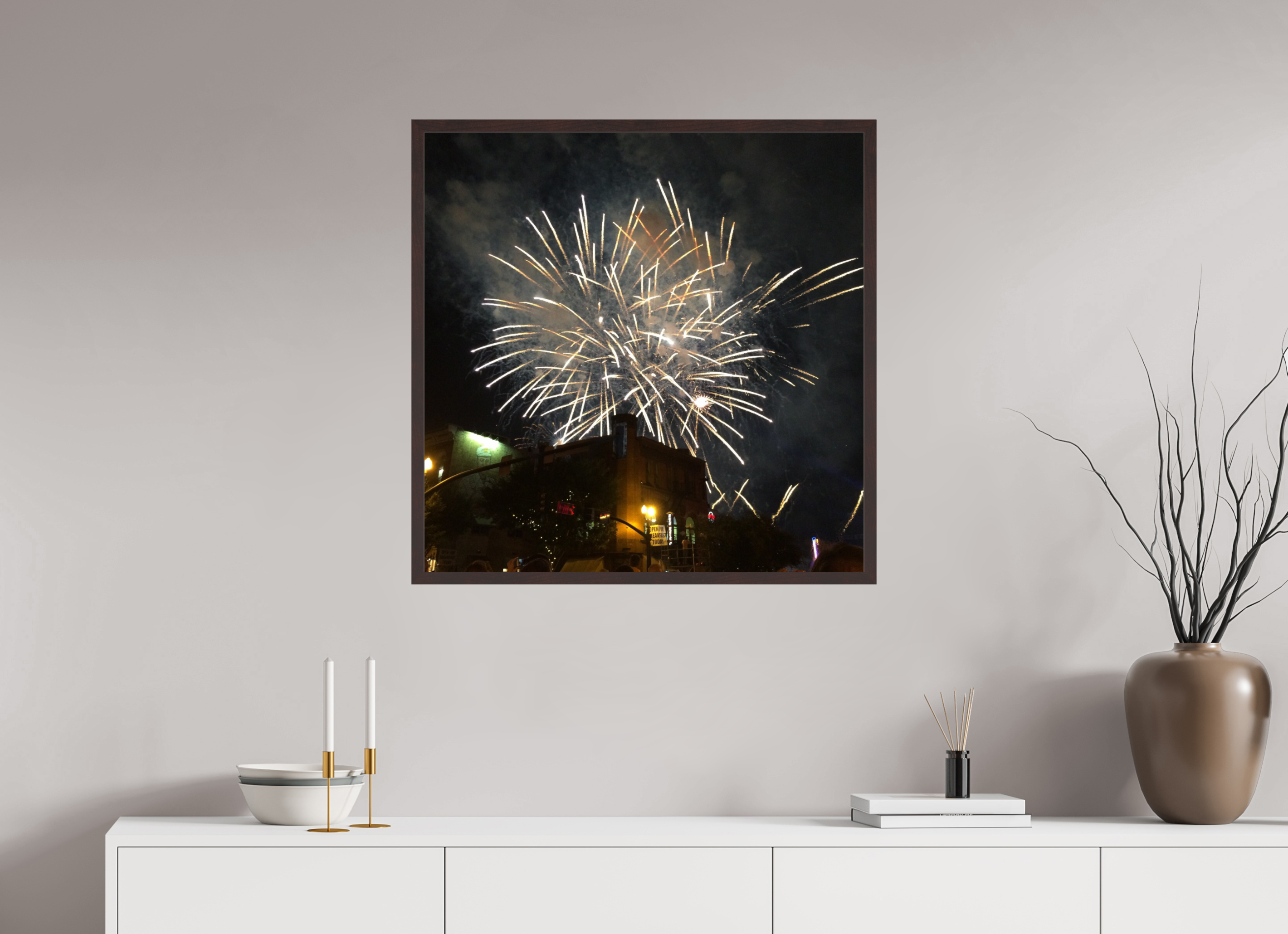 30 x 30″, ArtBox On Aluminum Dibond Fireworks