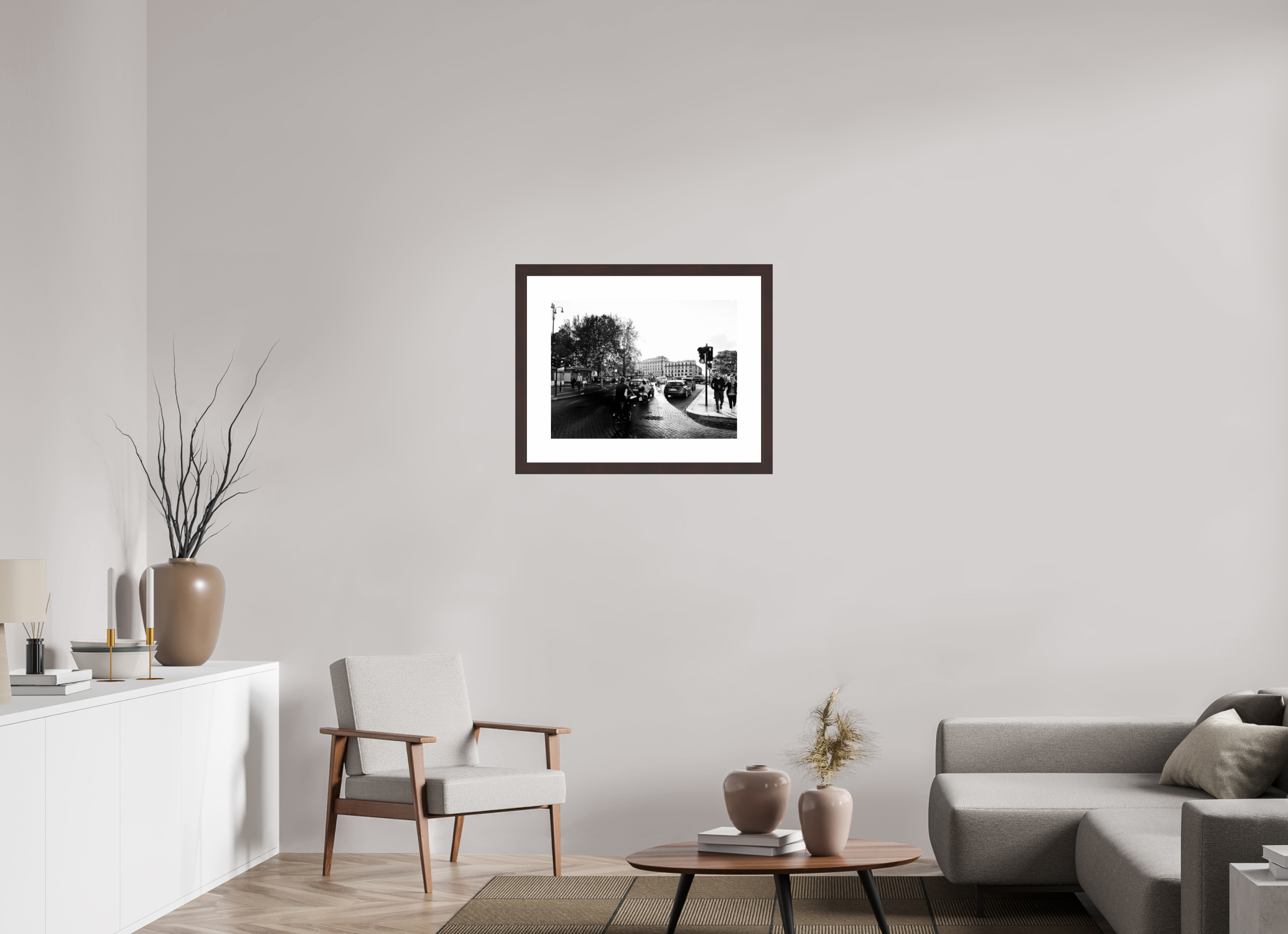 24 x 18″, Framed, Alder Brown, B&W Print Near Ponte Cavour