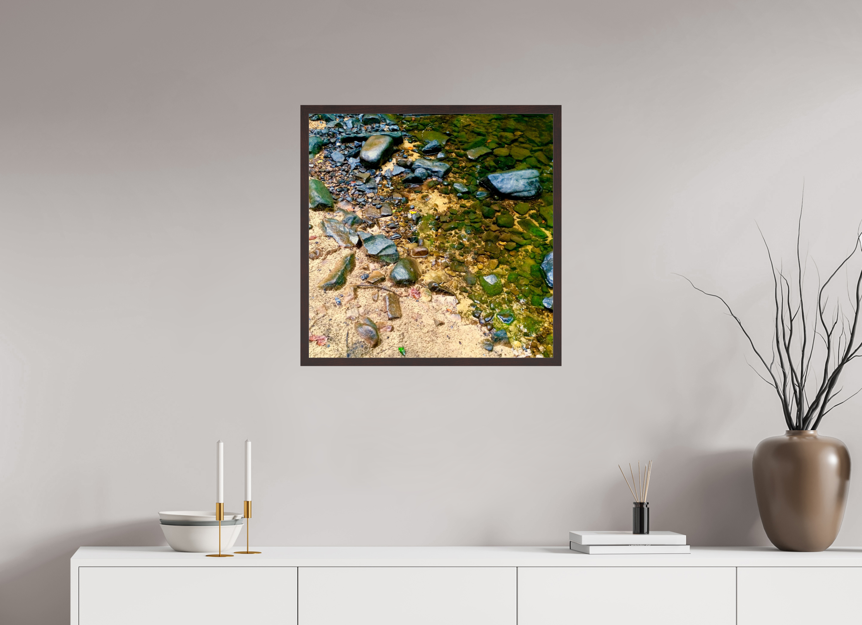 25 x 25″, ArtBox On Aluminum Dibond Stream Bed