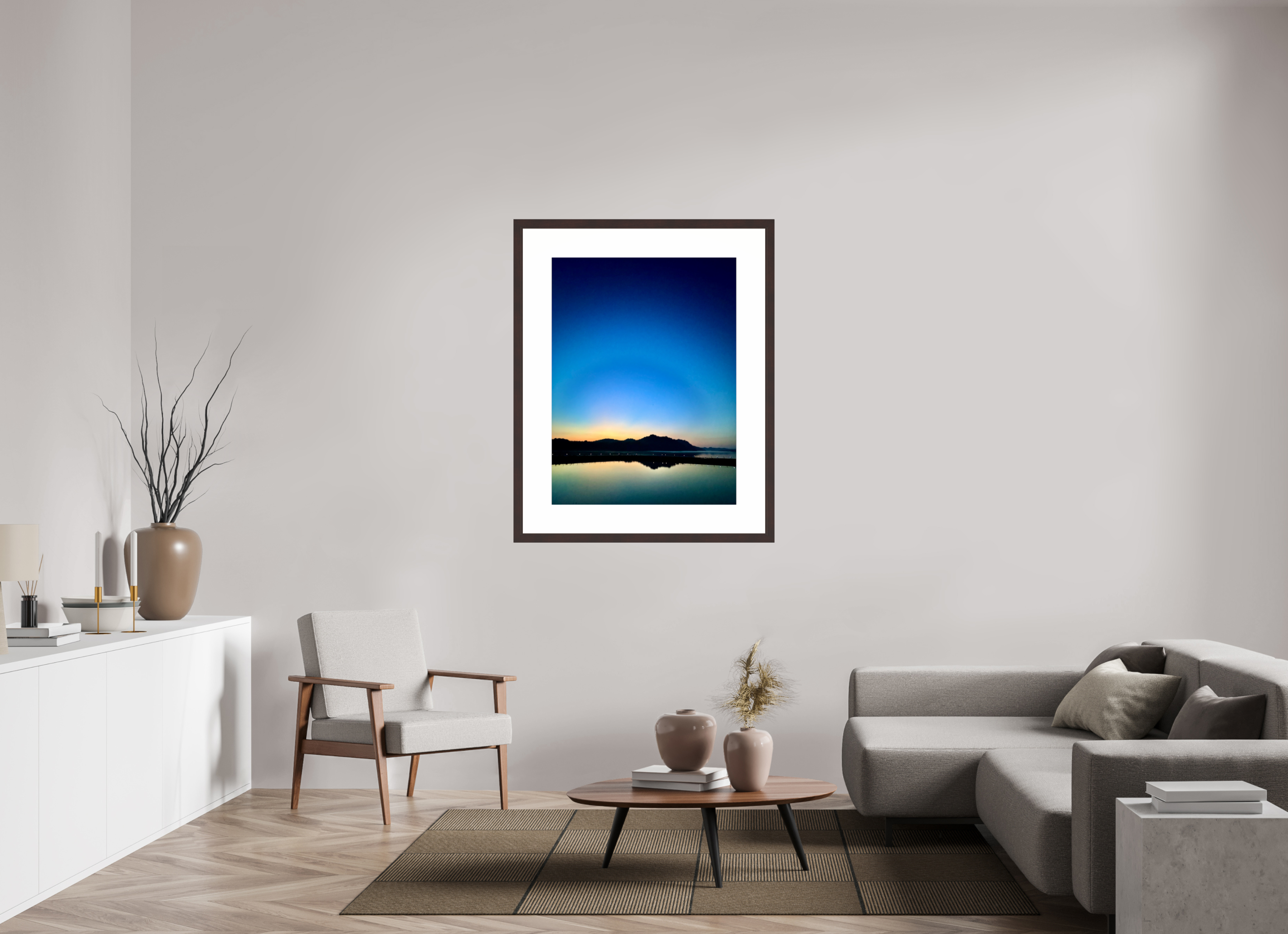 30 x 40″, Framed, Alder Brown, Color Print Dusk, Cordell Hull Reservoir