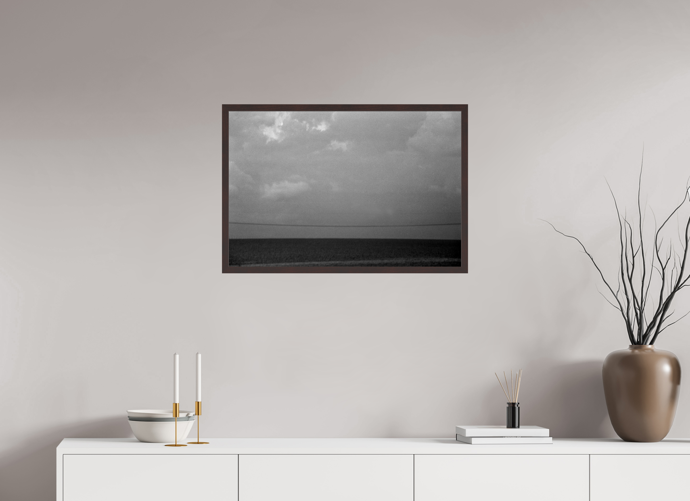 29.6 x 20″, ArtBox On Aluminum Dibond Line Over Lake Pontchartrain