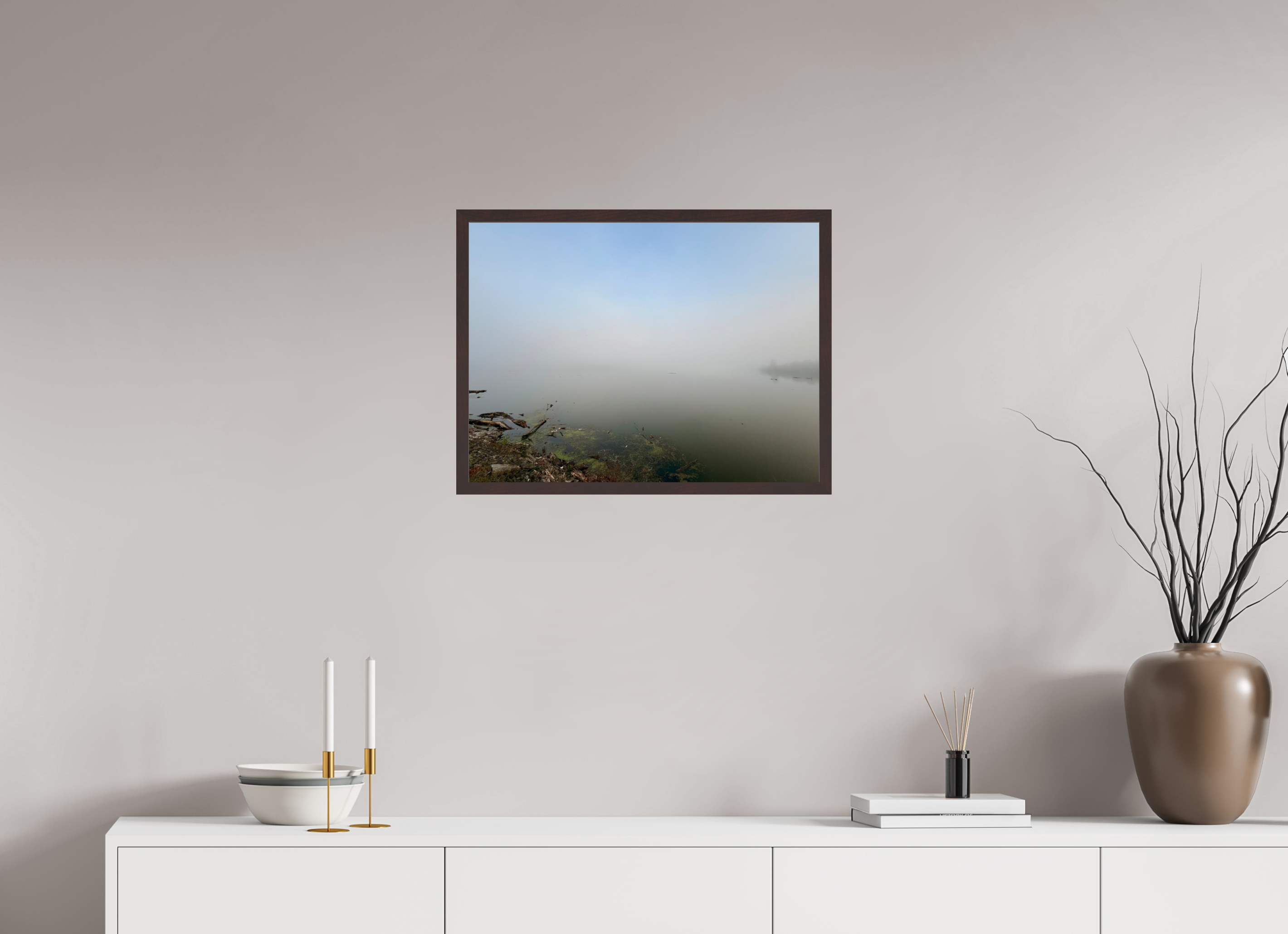 24 x 18″, ArtBox On Aluminum Dibond Foggy Morning at Cordell Hull Reservoir