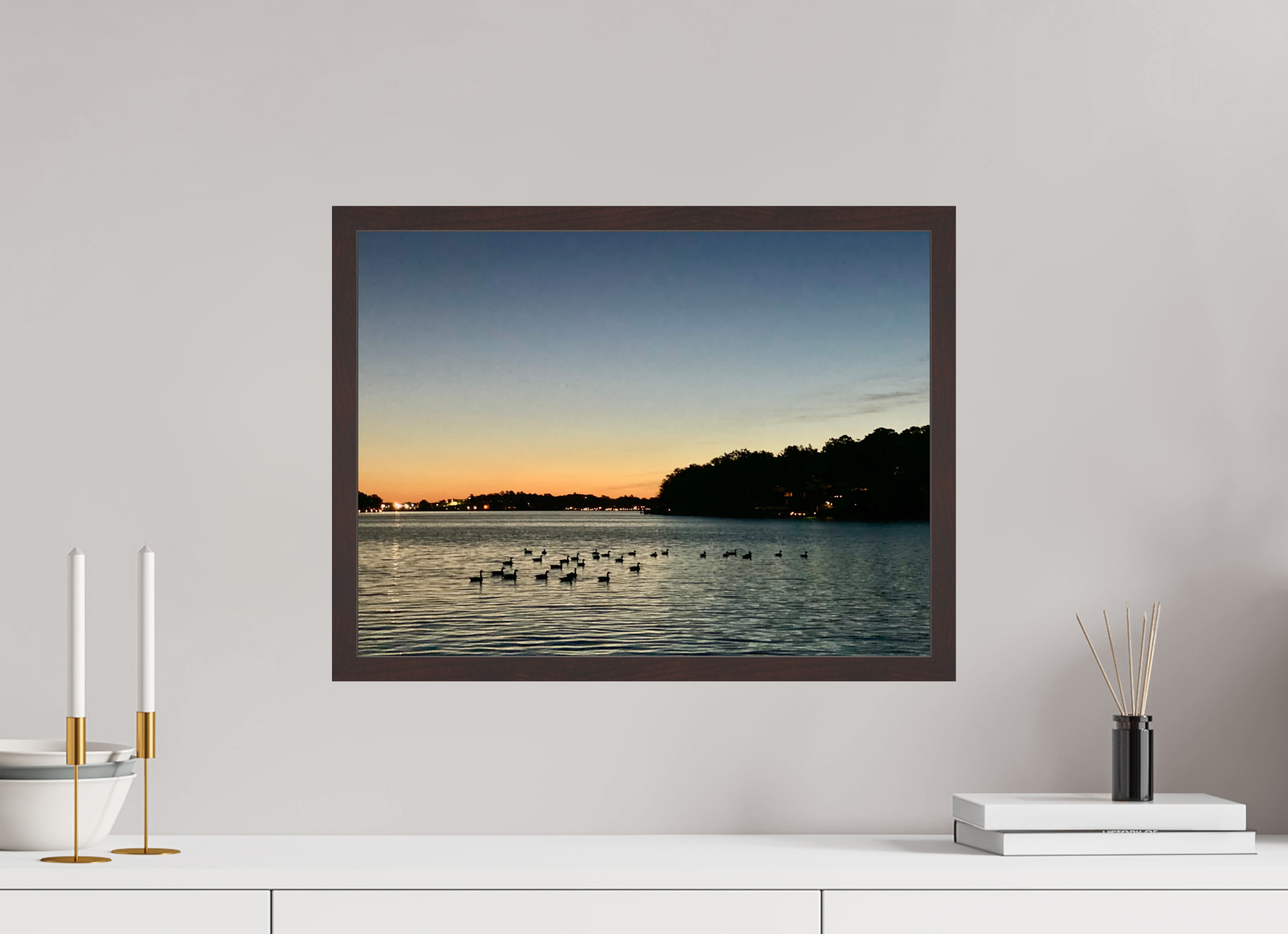20 x 15″, ArtBox On Aluminum Dibond Ducks at Dawn