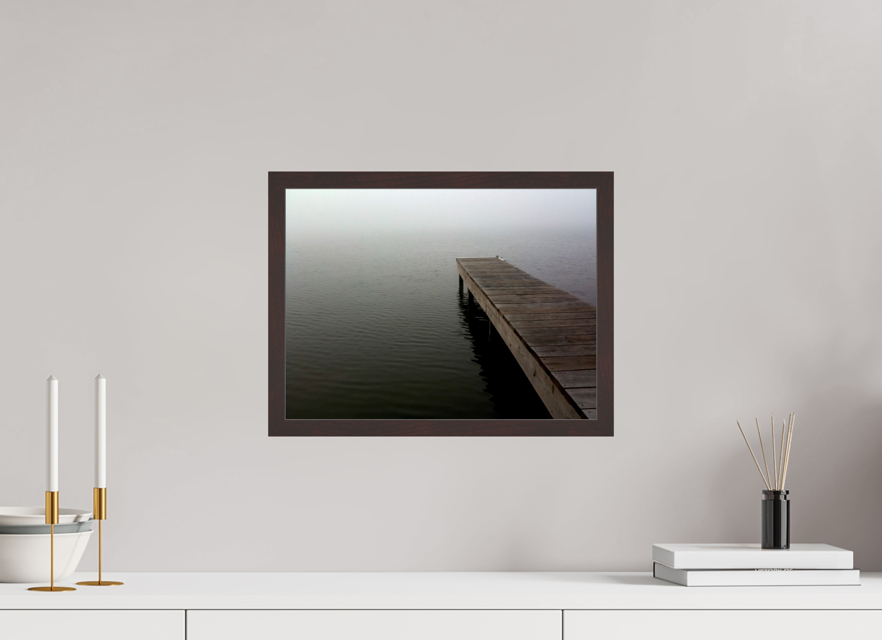 16 x 12″, ArtBox On Aluminum Dibond Dock Extending Into Fog