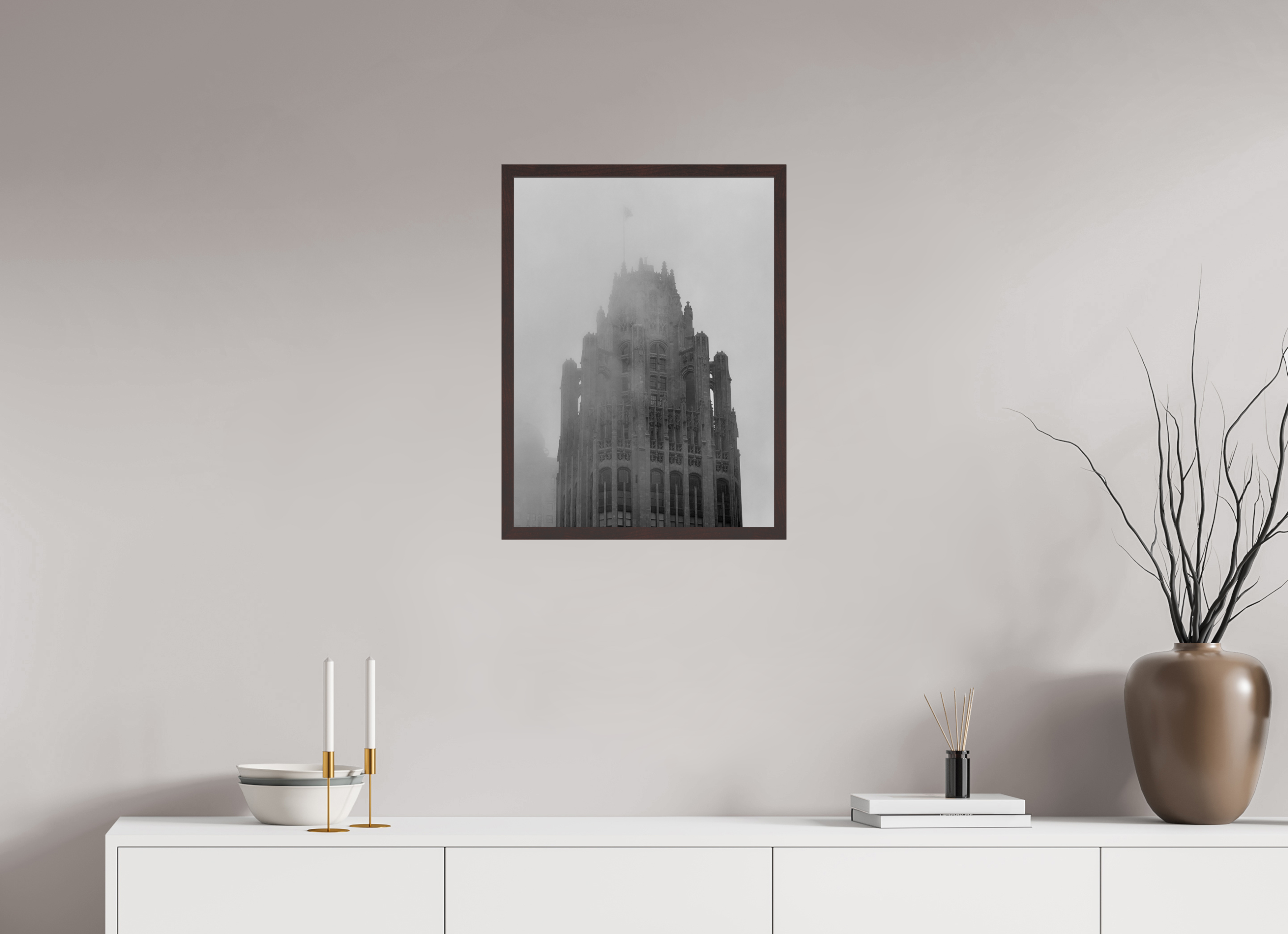 18 x 24″, ArtBox On Aluminum Dibond Tribune Tower, In Fog