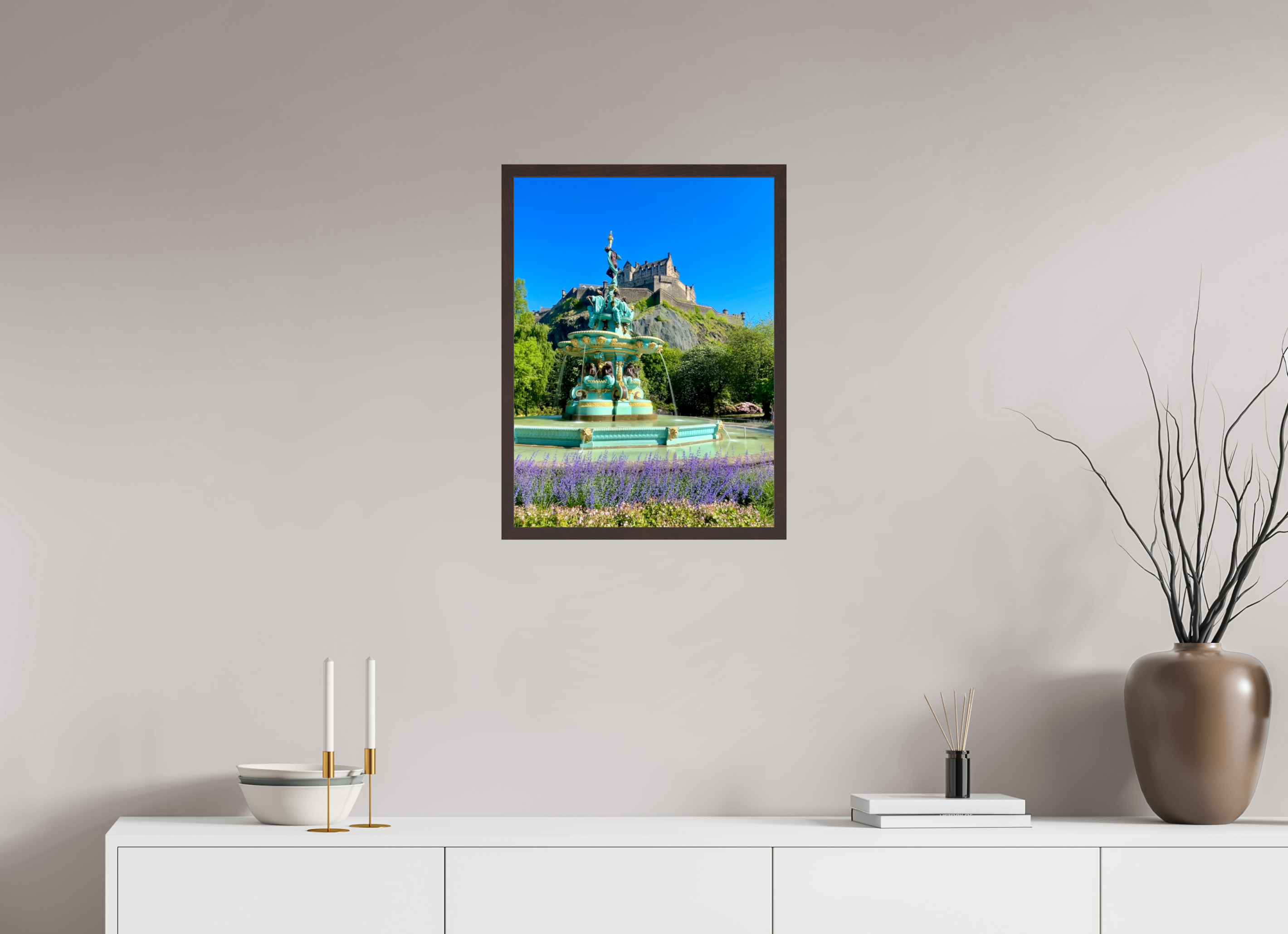 18 x 24″, ArtBox On Aluminum Dibond Ross Fountain / Edinburgh Castle
