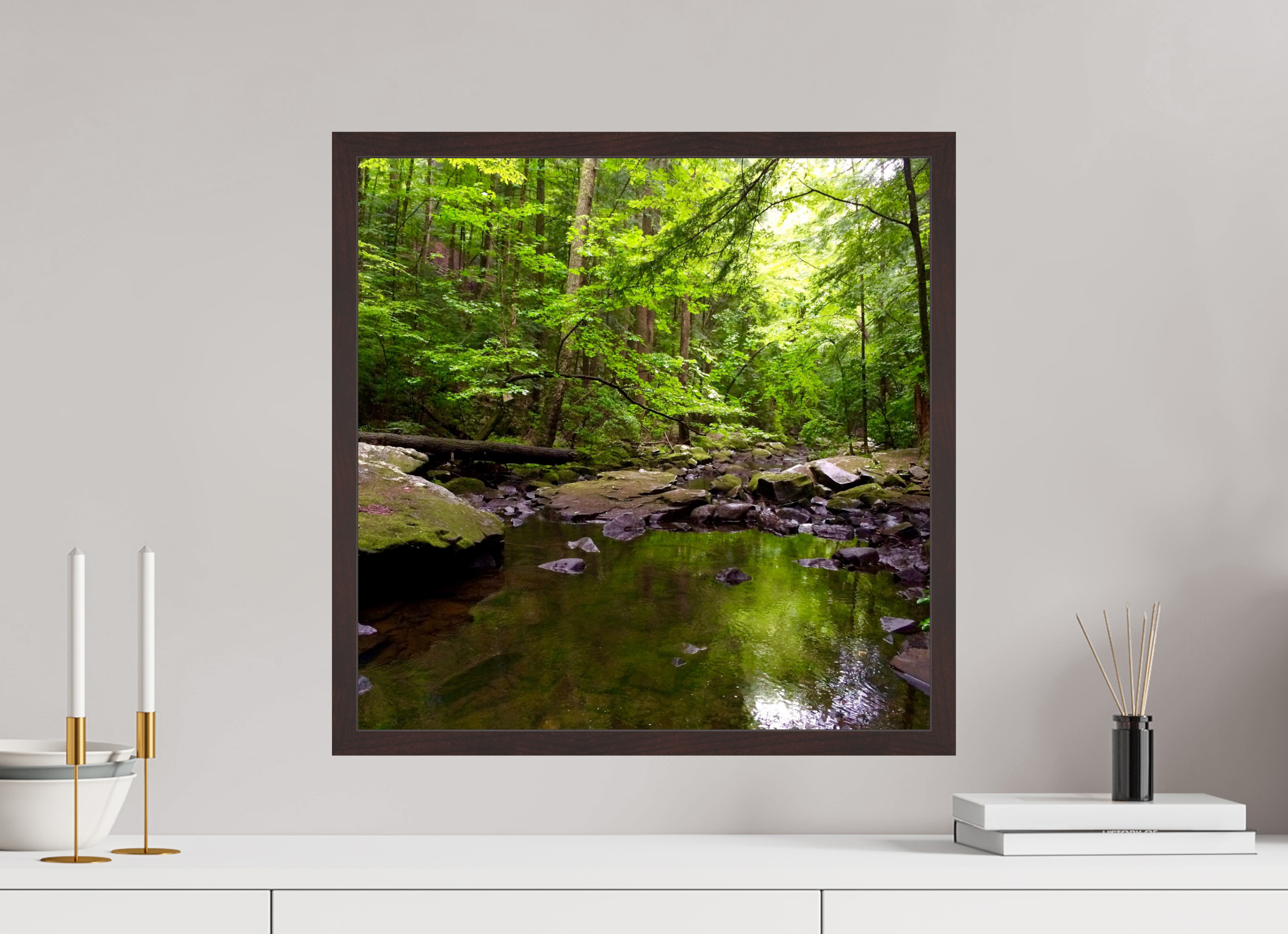 20 x 20″, ArtBox On Aluminum Dibond Stream Near Foster Falls