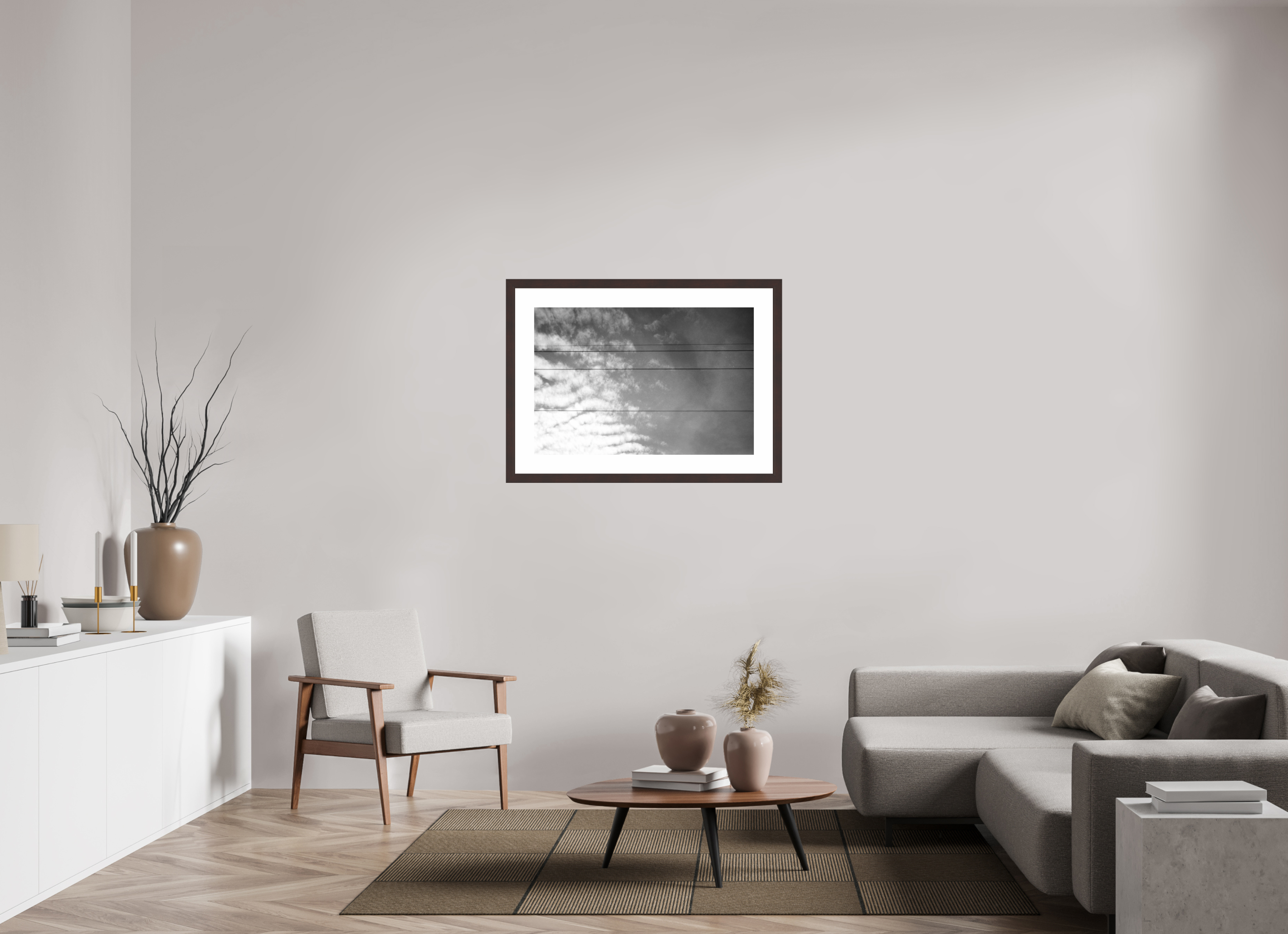 35.6 x 24″, Framed, Alder Brown, B&W Print Lines