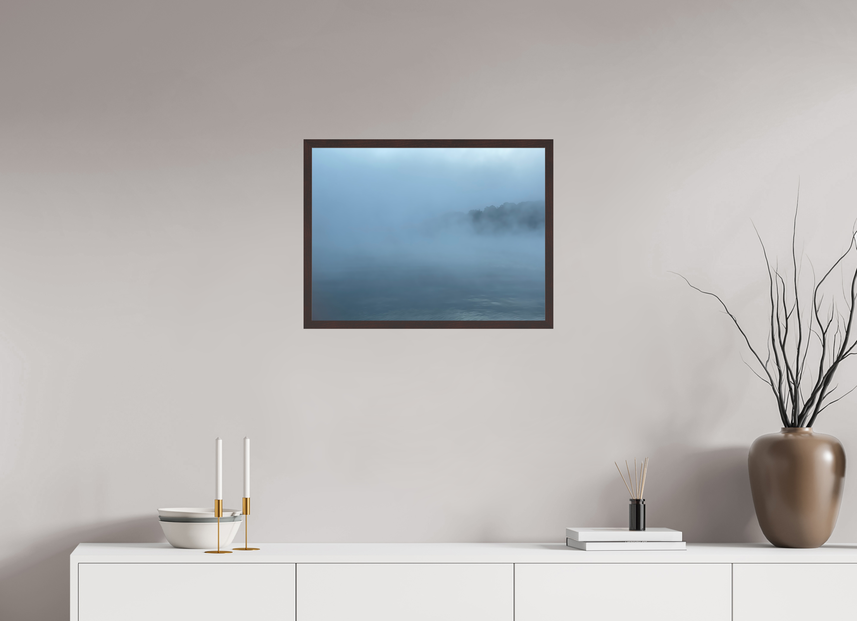 24 x 18″, ArtBox On Aluminum Dibond Fog On Lake Hamilton