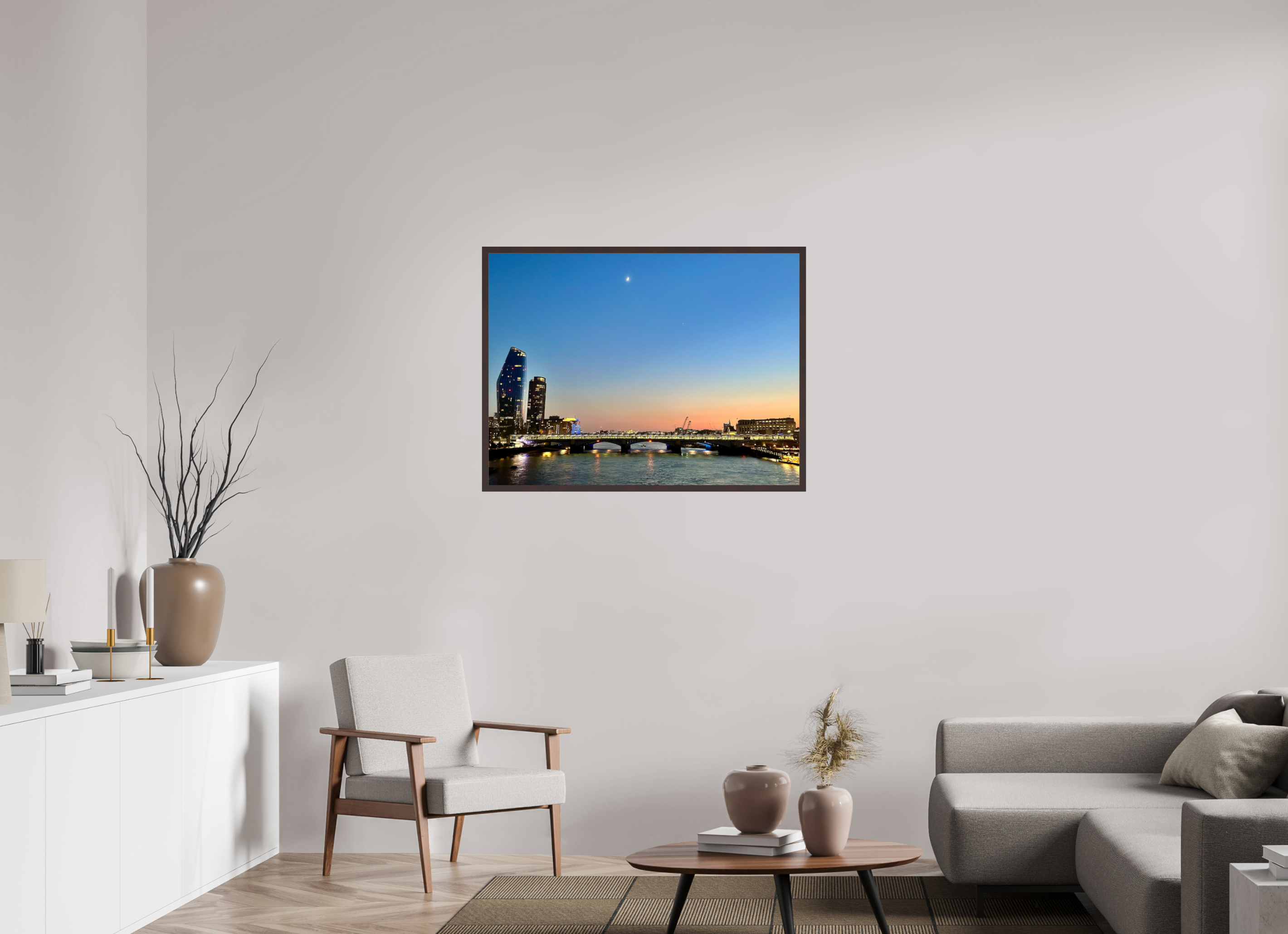 40 x 30″, ArtBox On Aluminum Dibond Moon Over the Thames