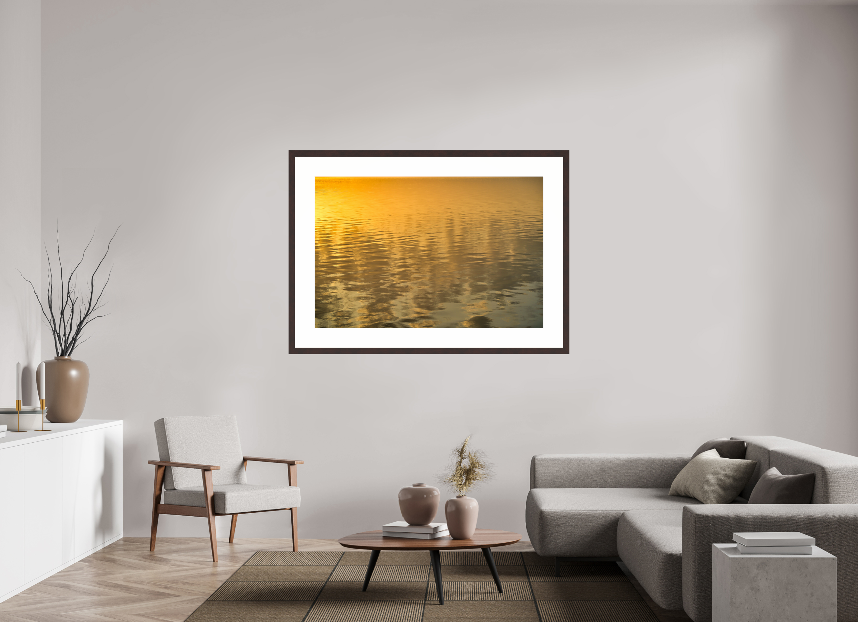 54 x 36″, Framed, Alder Brown, Color Print Sunrise Reflection