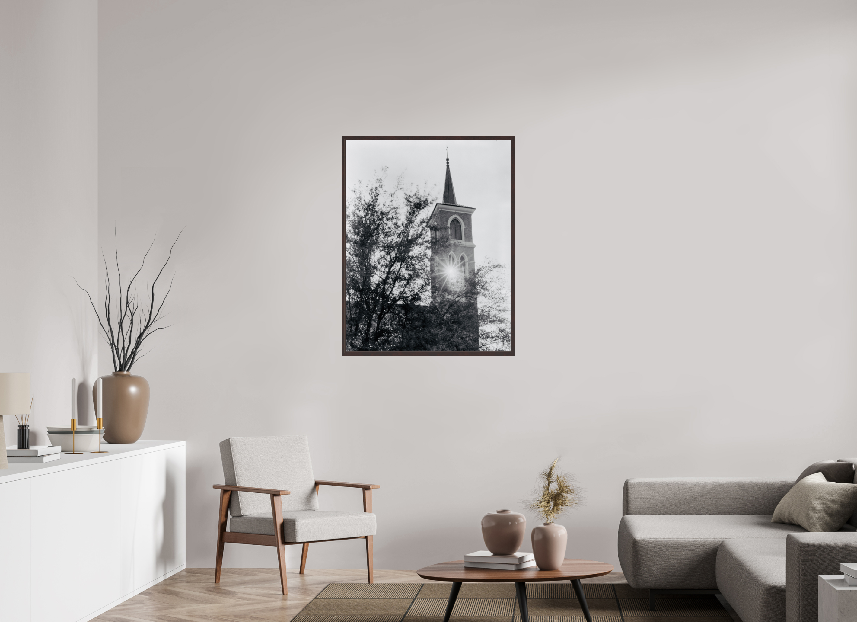 32 x 40.8″, ArtBox On Aluminum Dibond Sunlight Through Steeple