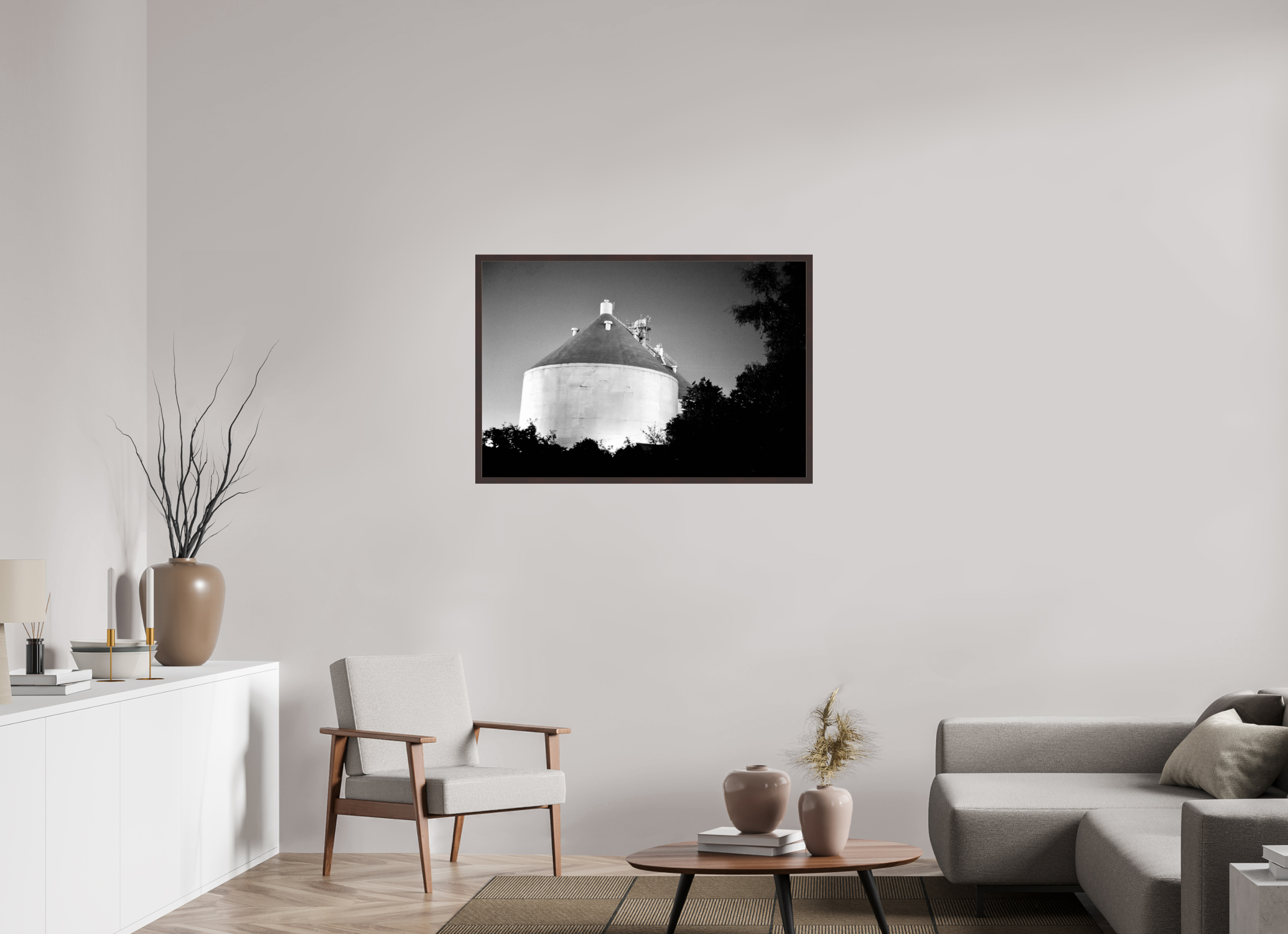 41.7 x 28″, ArtBox On Aluminum Dibond Storage Tank at Night