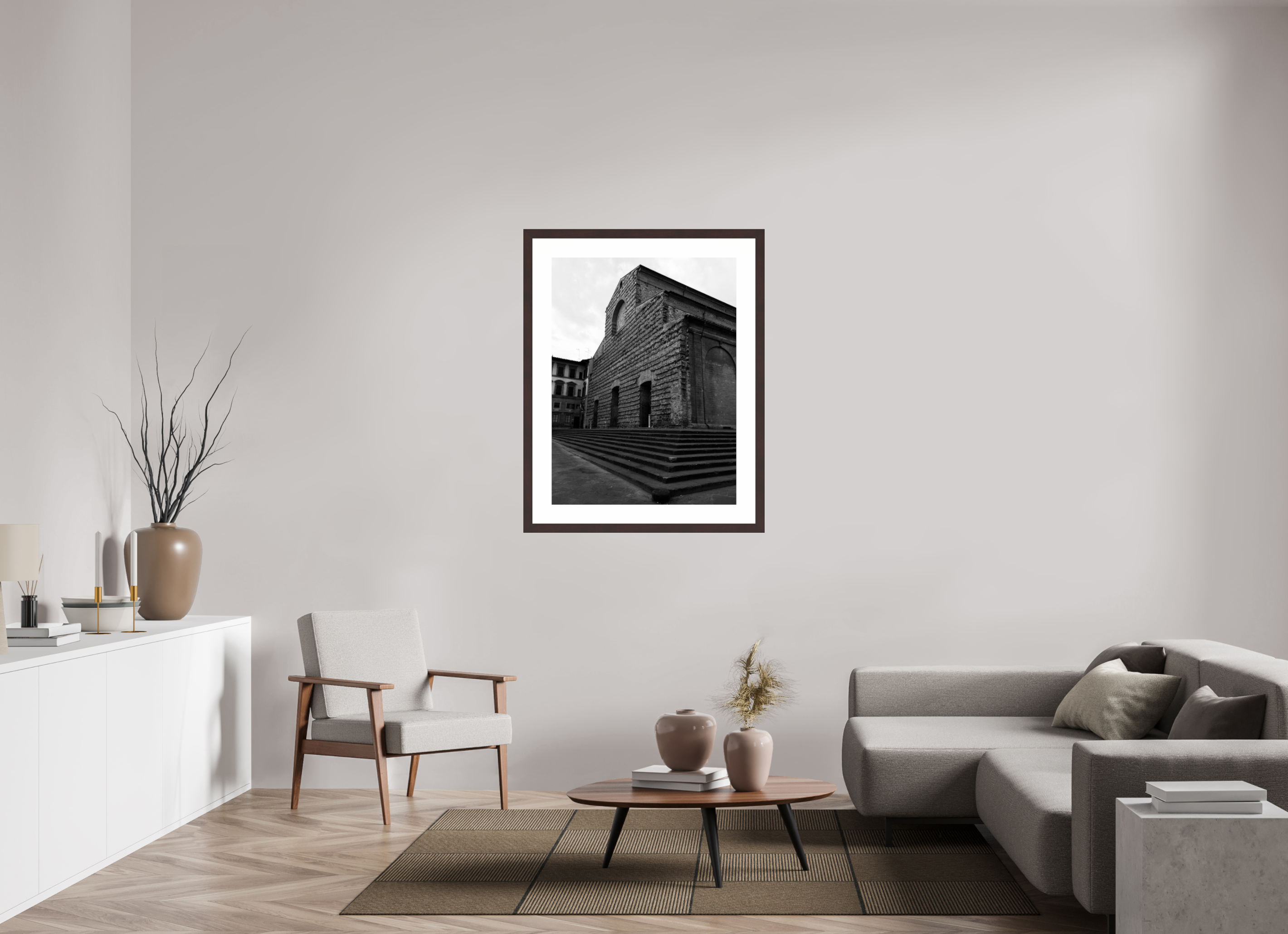 30 x 40″, Framed, Alder Brown, B&W Print Medici Chapel
