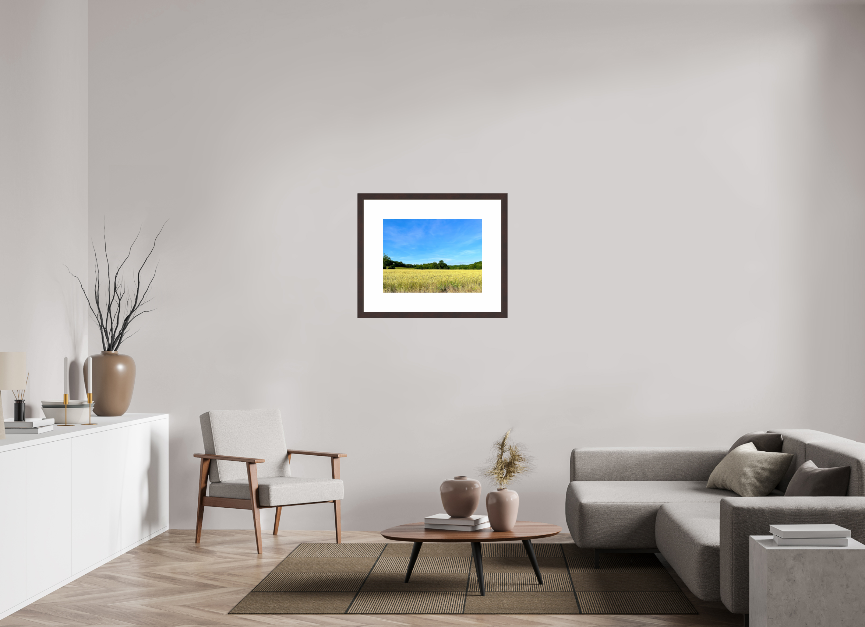 24 x 18″, Framed, Alder Brown, Color Print Grassy Field
