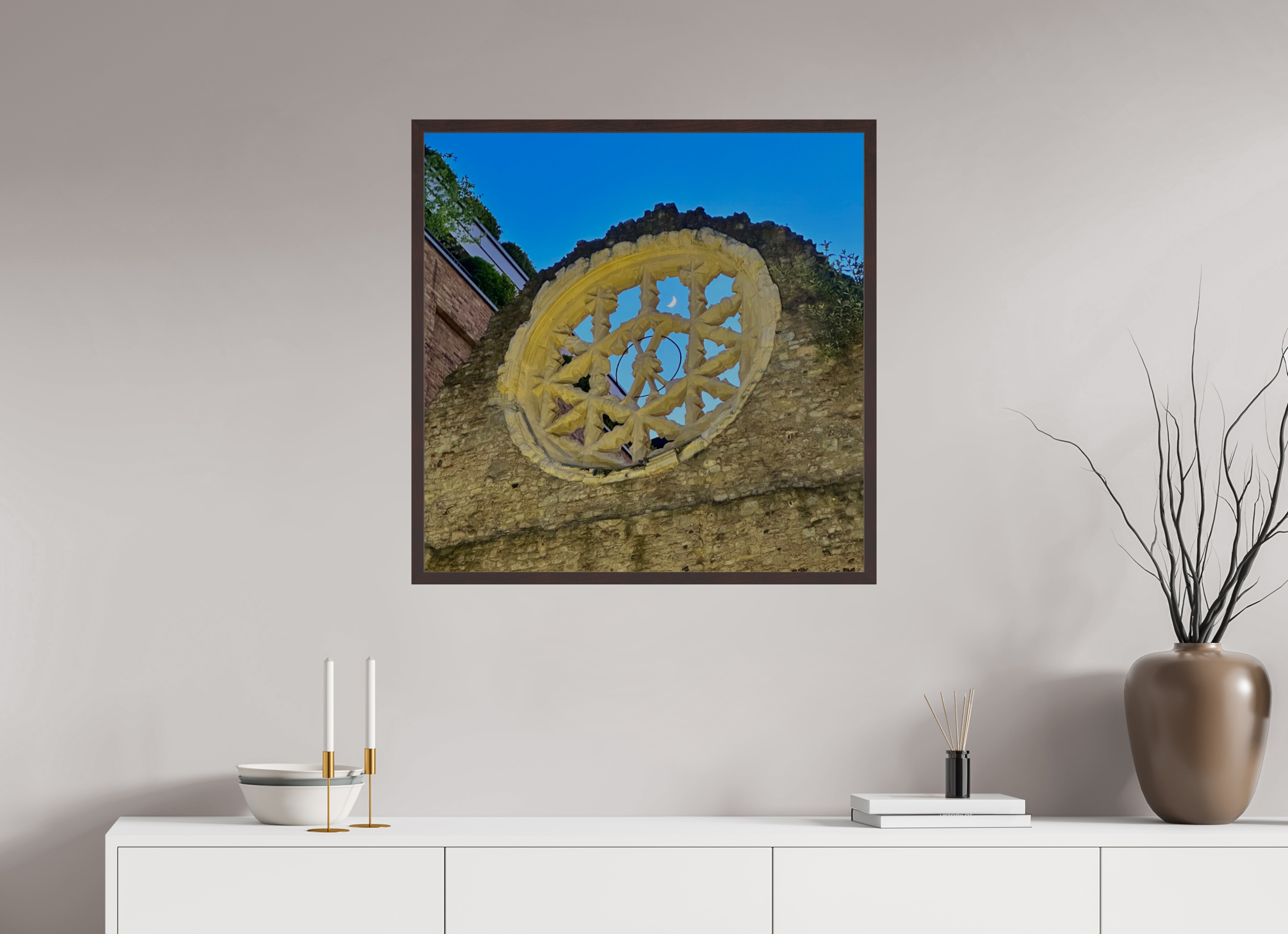 30 x 30″, ArtBox On Aluminum Dibond Framed Moon Along Thames Path