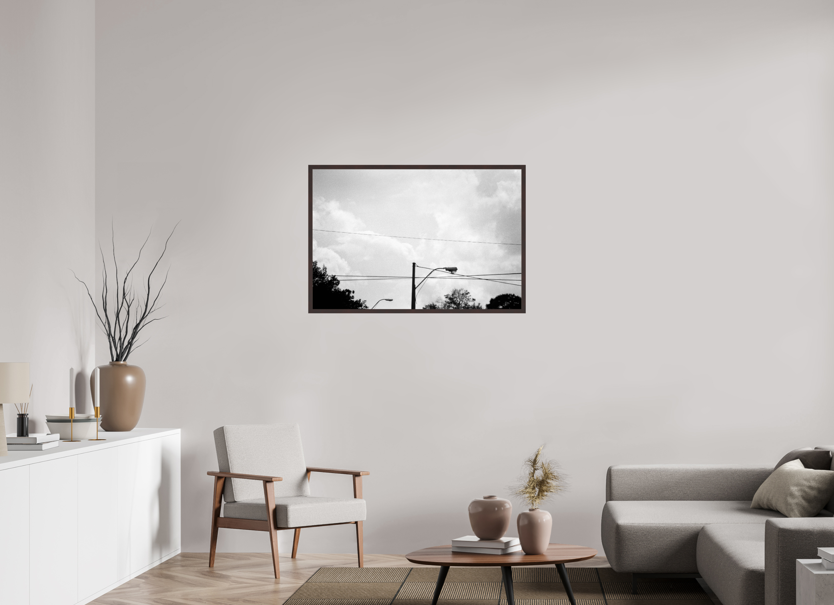 41.5 x 28″, ArtBox On Aluminum Dibond Wires and Street Lamp