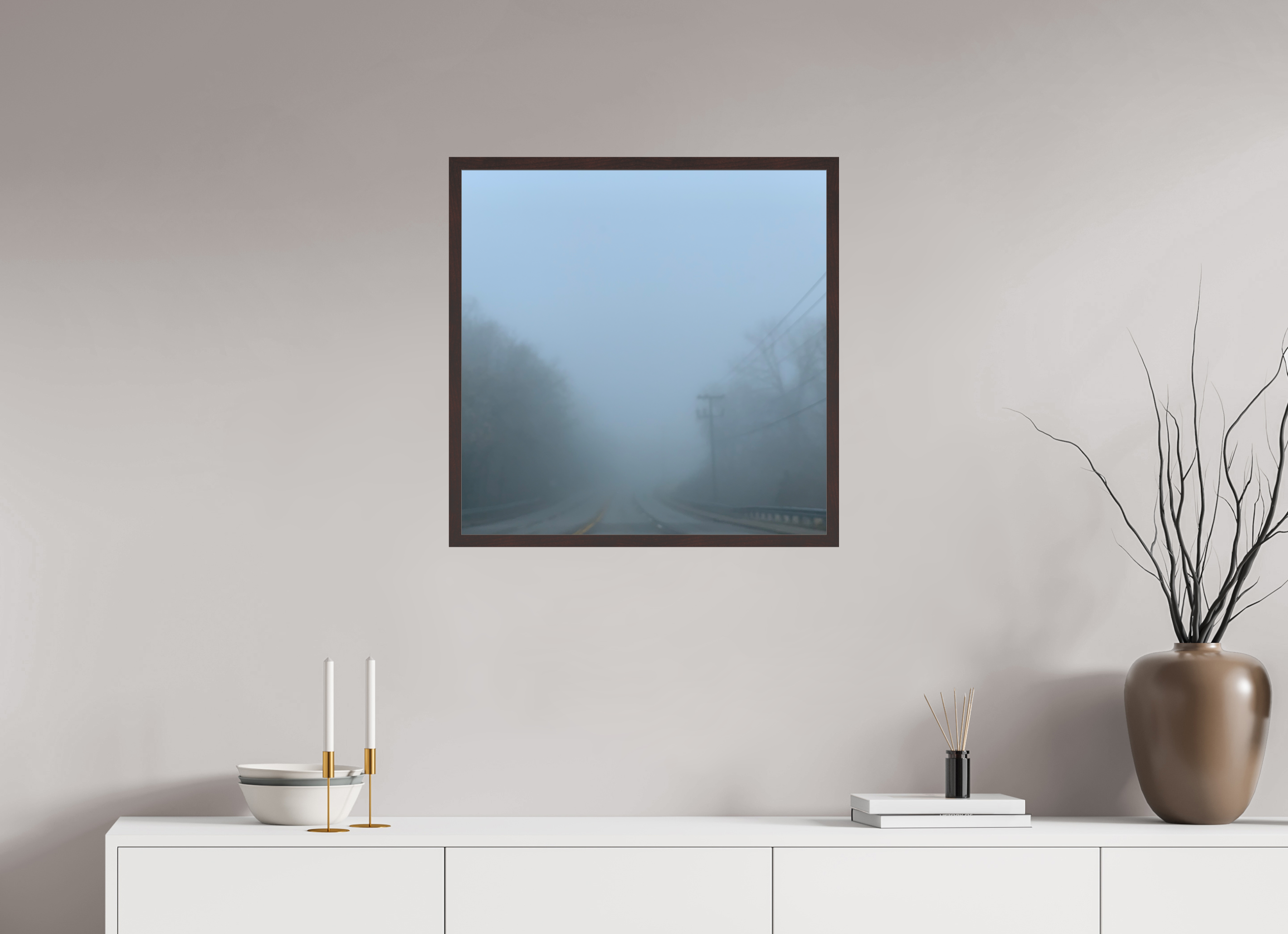 25 x 25″, ArtBox On Aluminum Dibond Foggy Morning