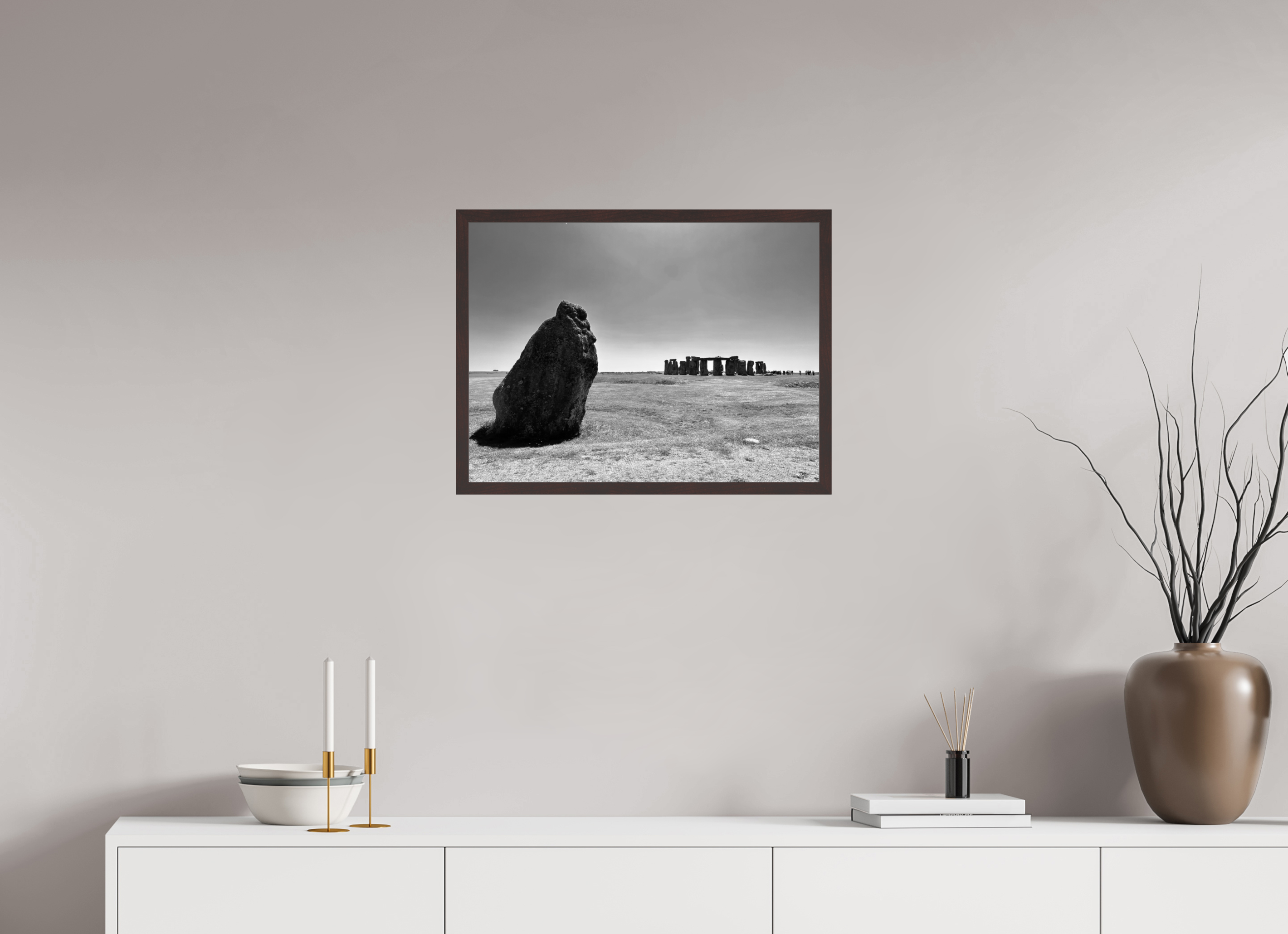 24 x 18″, ArtBox On Aluminum Dibond Stonehenge (B&W, Variation 2)