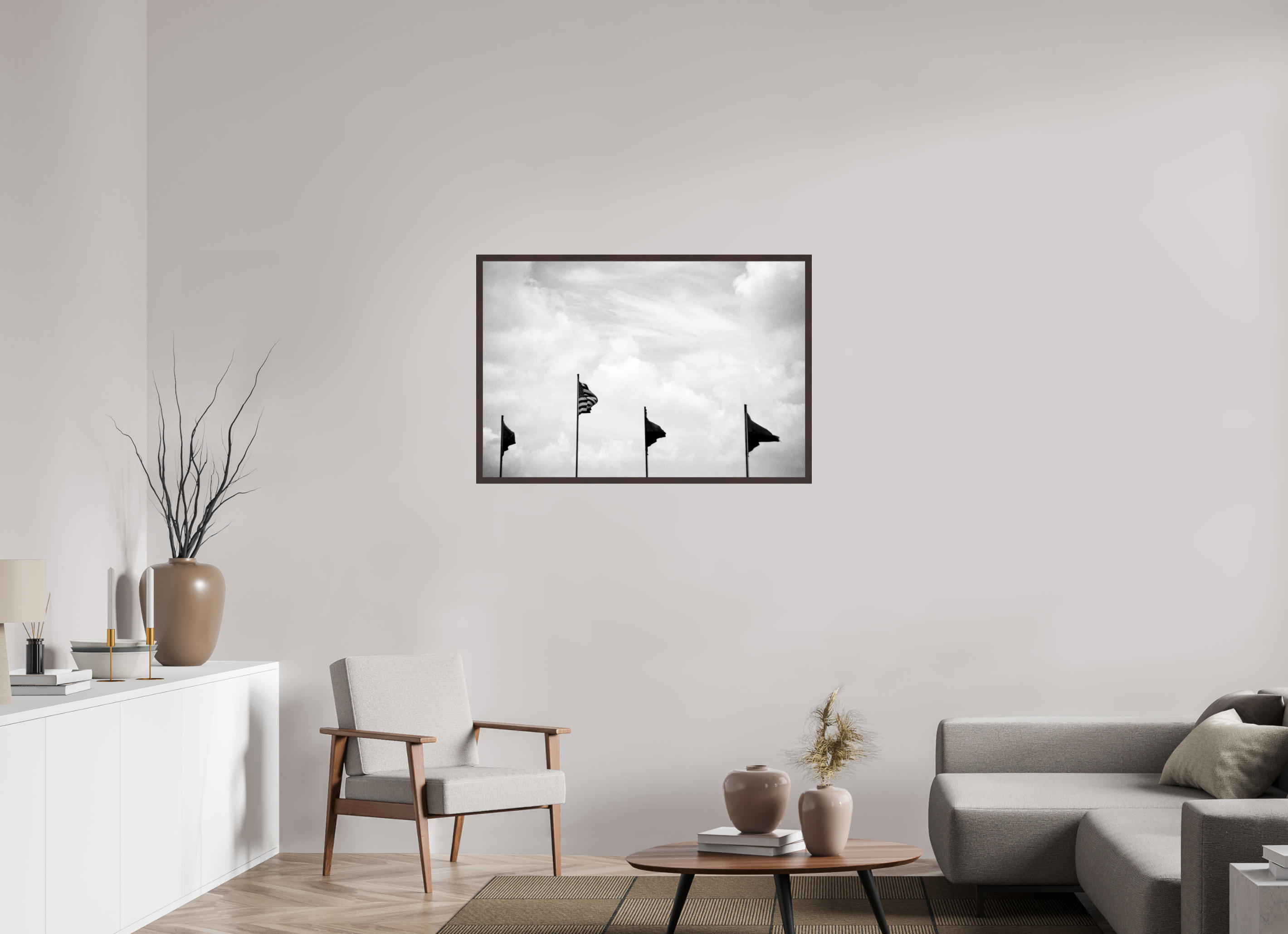 41.5 x 28″, ArtBox On Aluminum Dibond Four Flags