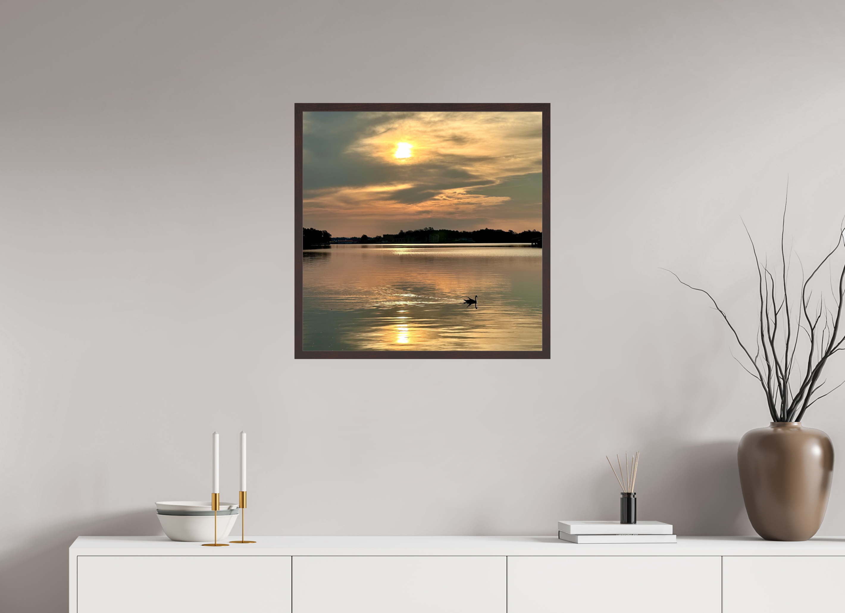 25 x 25″, ArtBox On Aluminum Dibond Goose Crossing Lake Hamilton