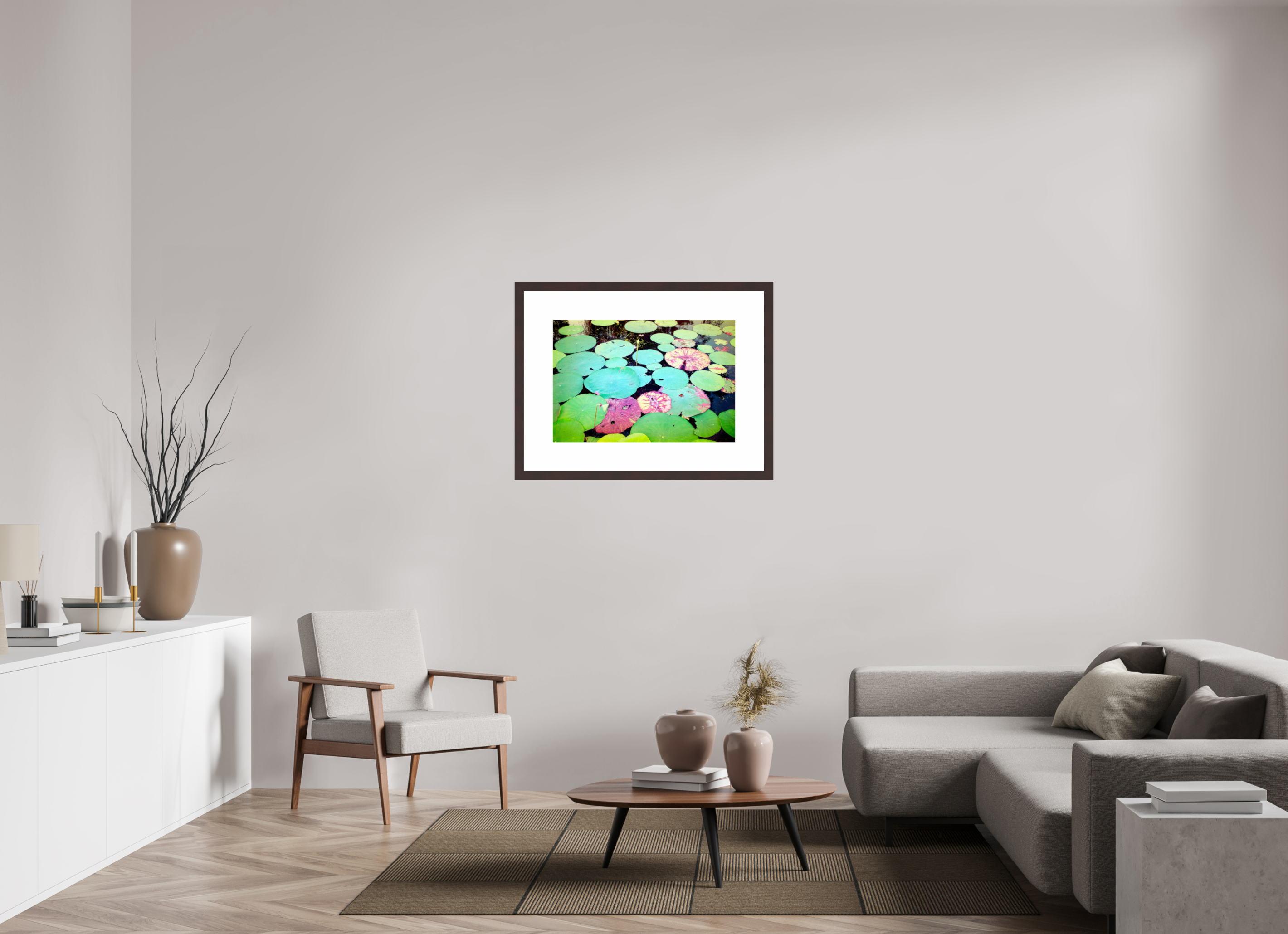 29.6 x 20″, Framed, Alder Brown, Color Print Lilly Pads