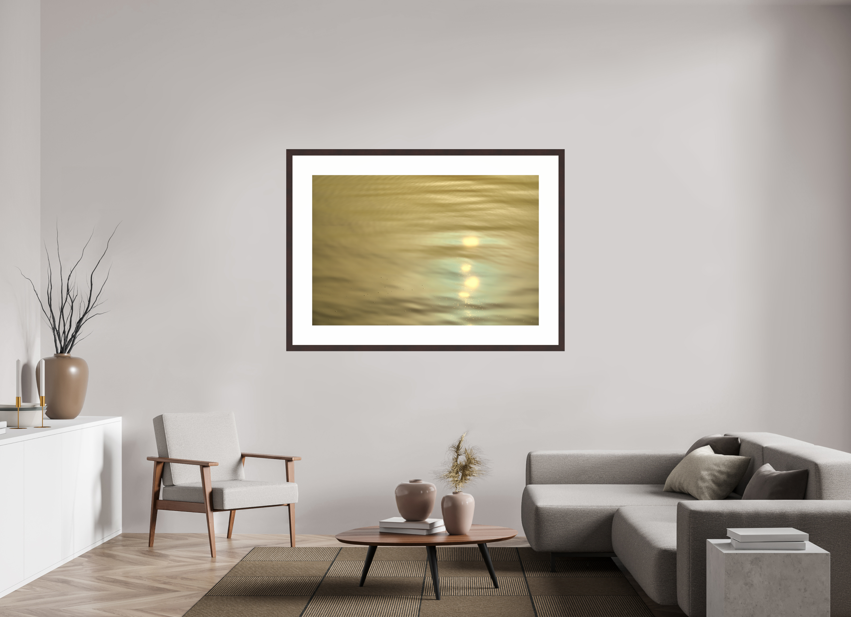 54 x 36″, Framed, Alder Brown, Color Print Sunrise Reflection