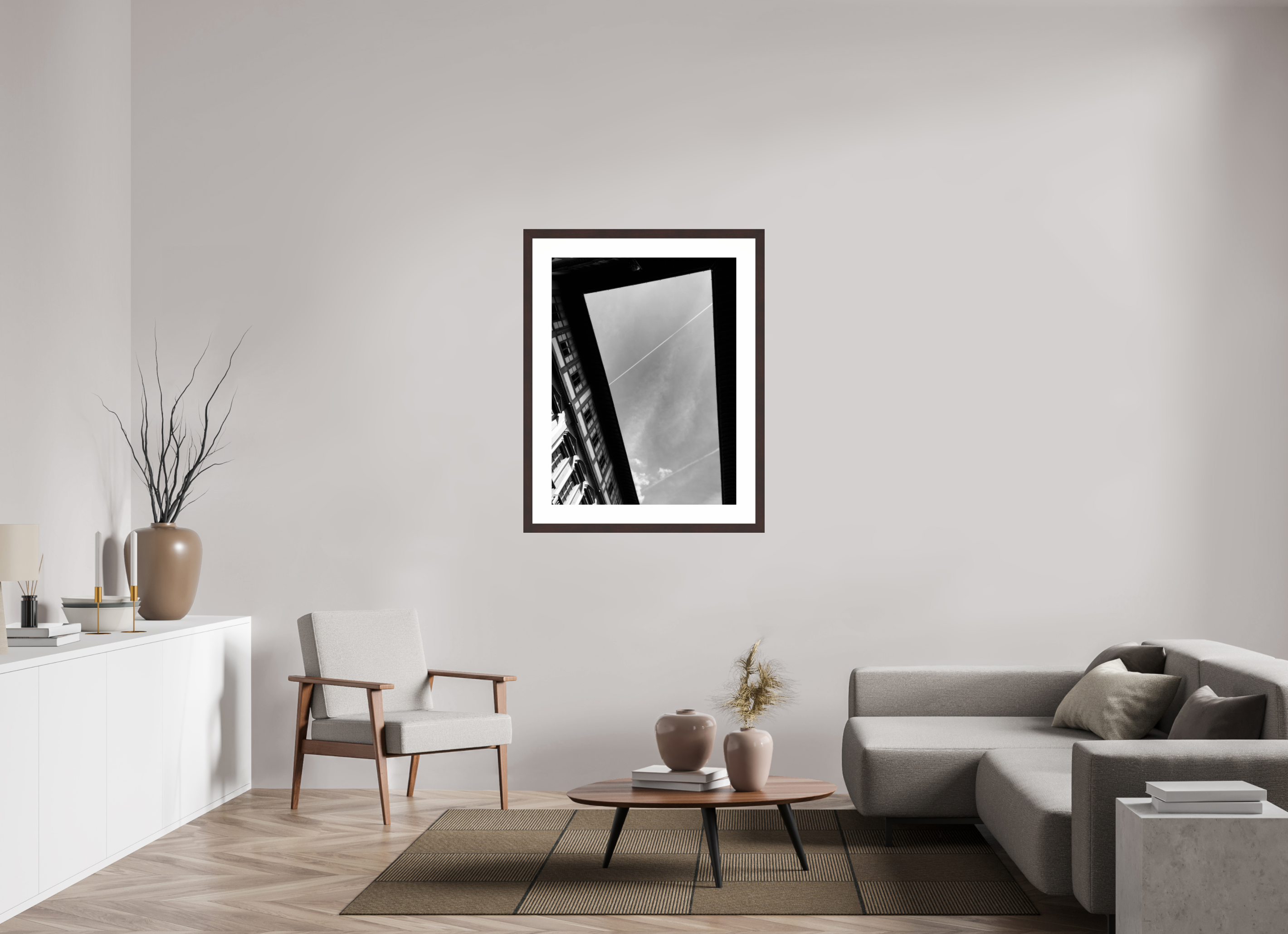 30 x 40″, Framed, Alder Brown, B&W Print In Piazza Uffizi
