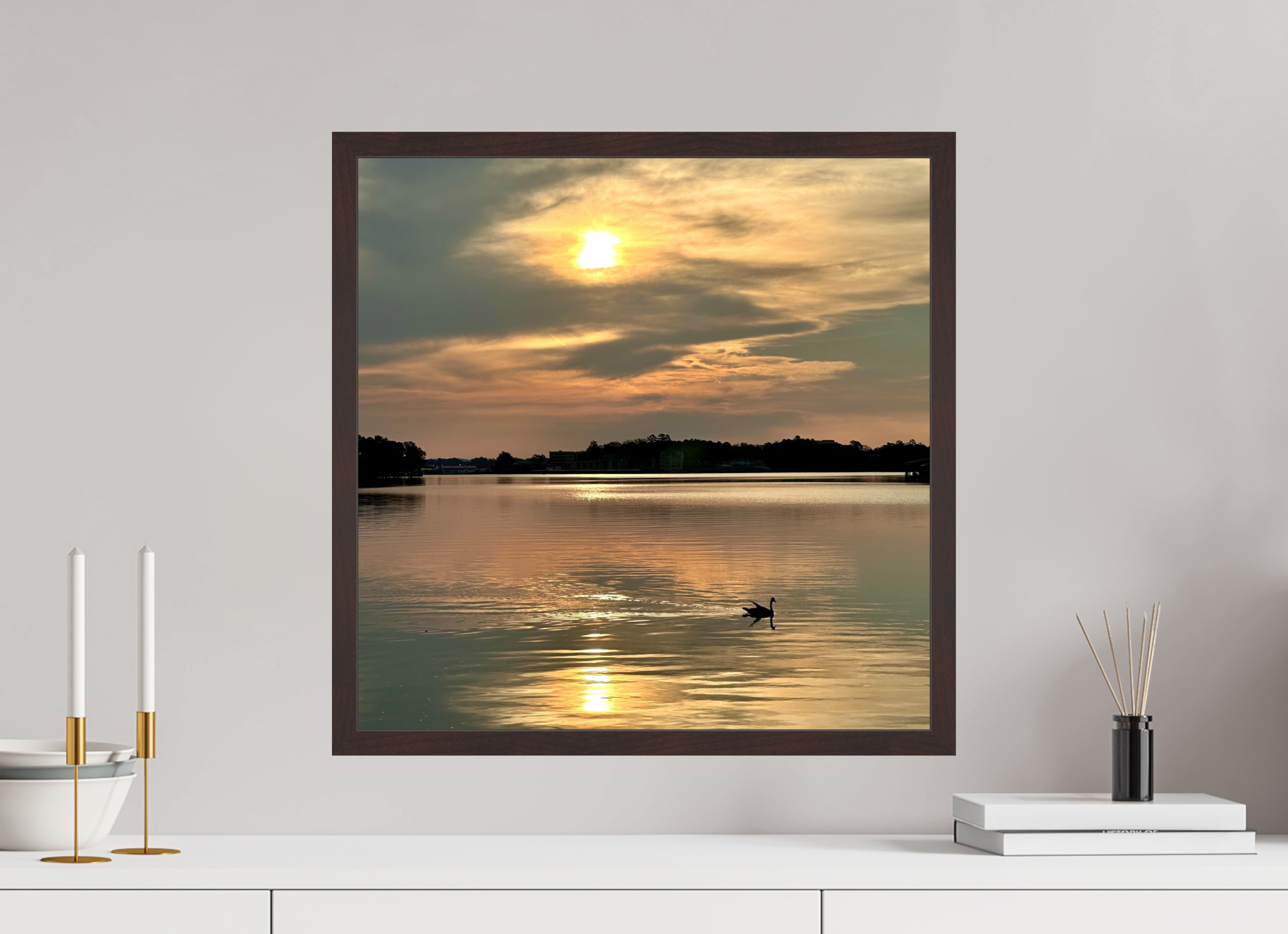 20 x 20″, ArtBox On Aluminum Dibond Goose Crossing Lake Hamilton