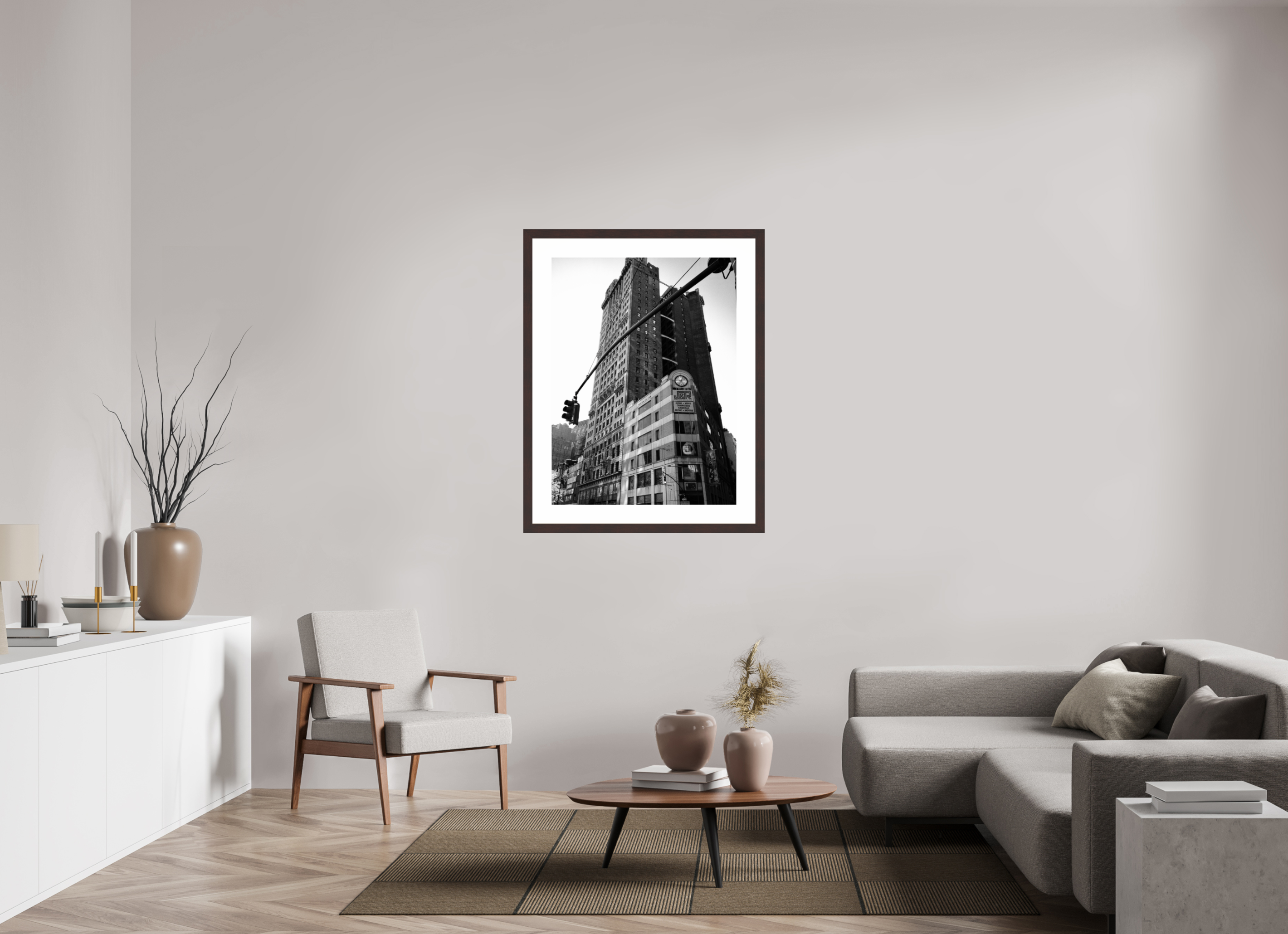 30 x 40″, Framed, Alder Brown, B&W Print Street Corner