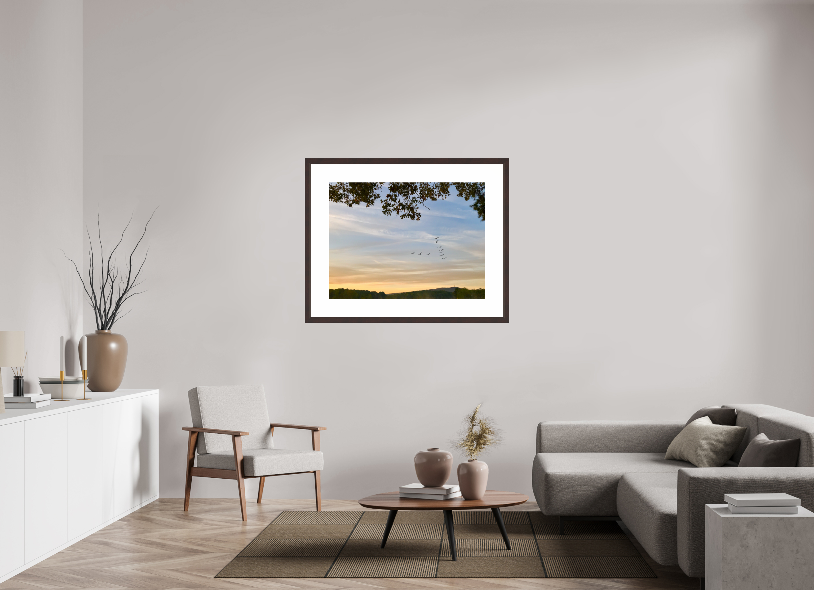 40 x 30″, Framed, Alder Brown, Color Print Flock of Geese