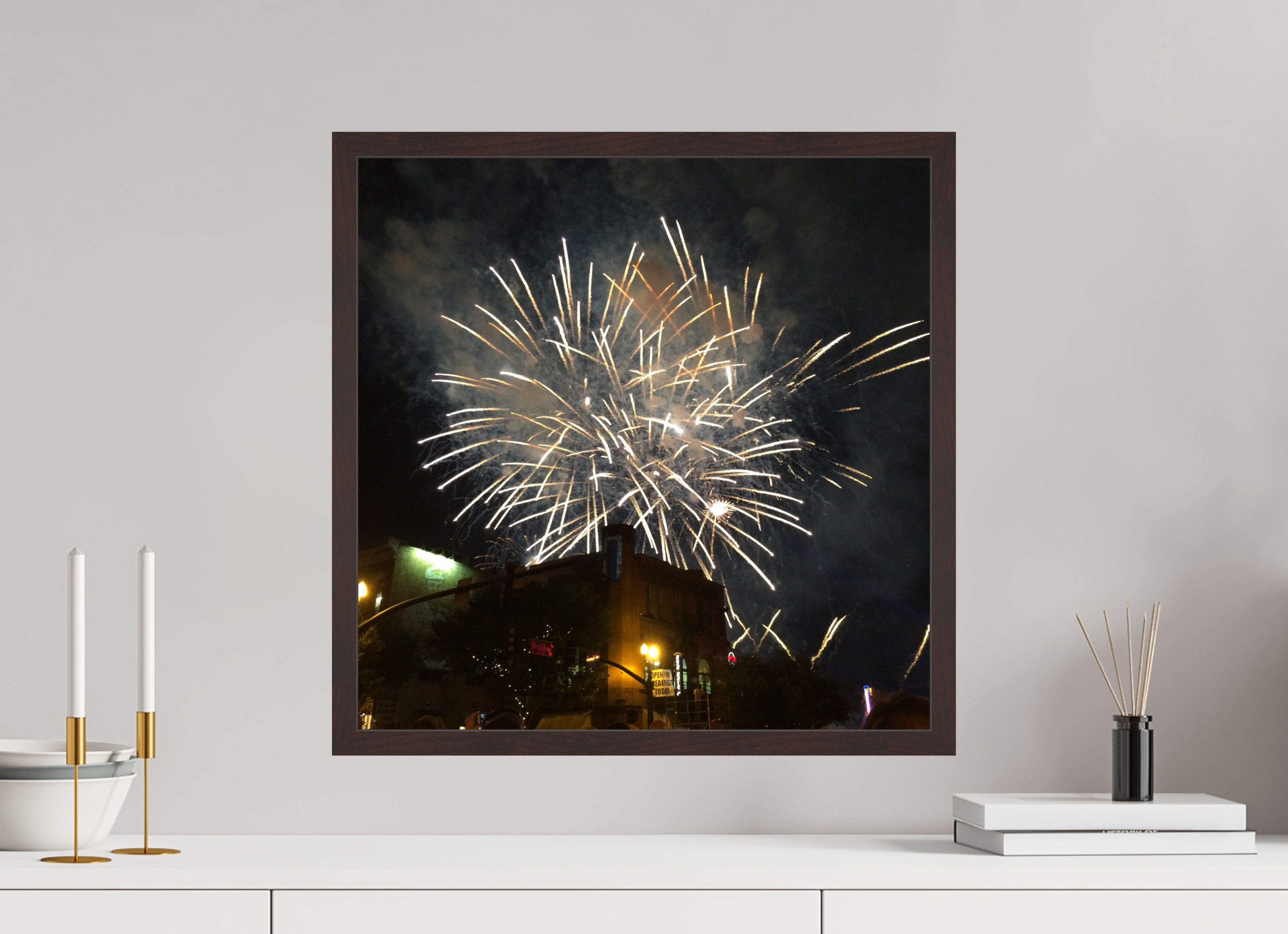 20 x 20″, ArtBox On Aluminum Dibond Fireworks