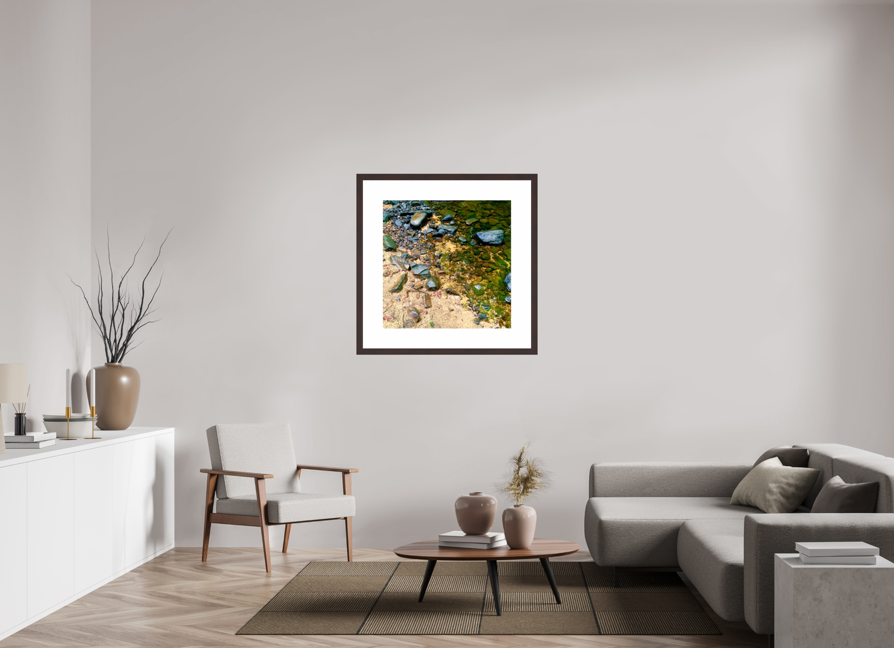 30 x 30″, Framed, Alder Brown, Color Print Stream Bed