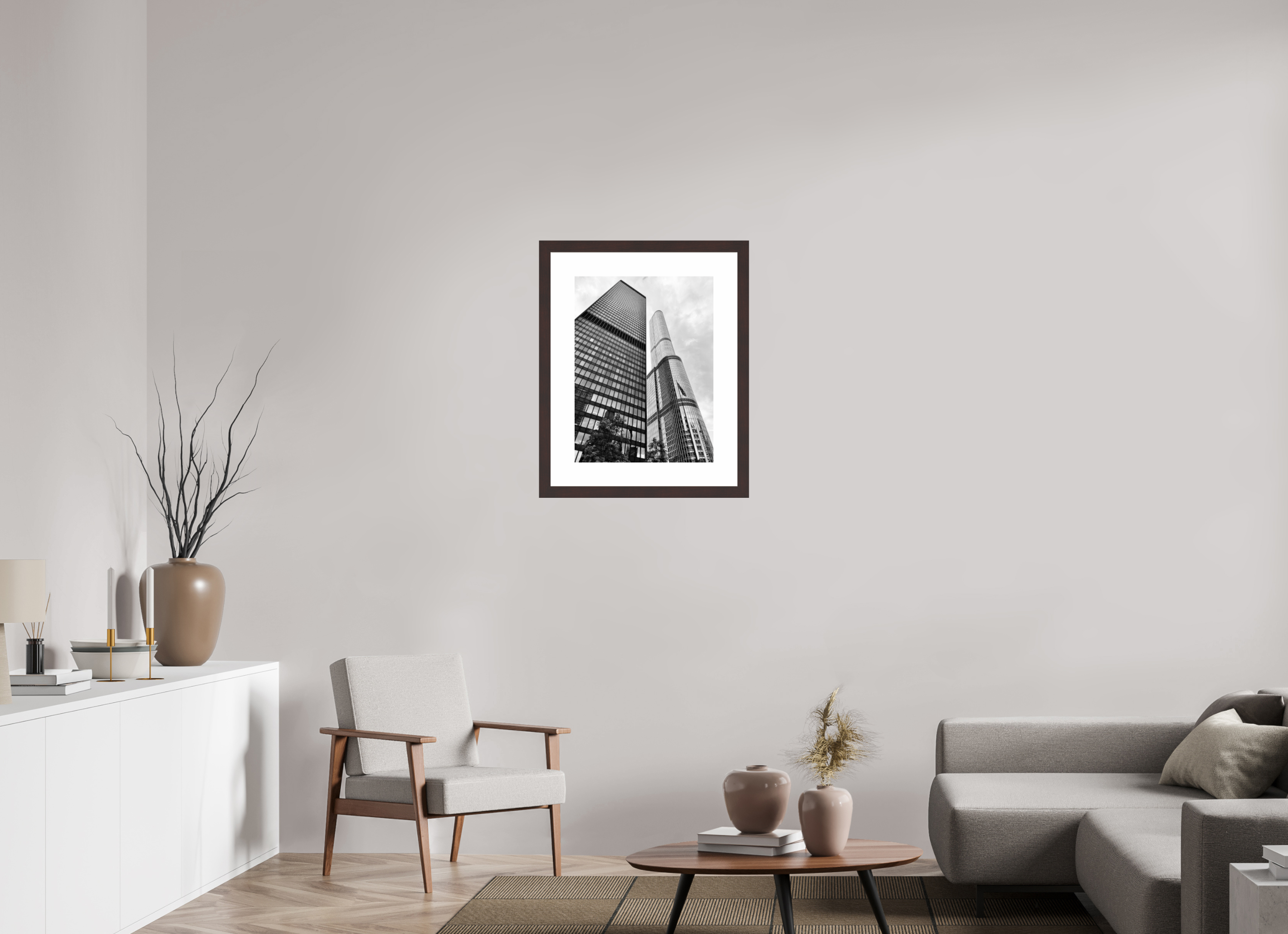 18 x 24″, Framed, Alder Brown, B&W Print Skyscrapers