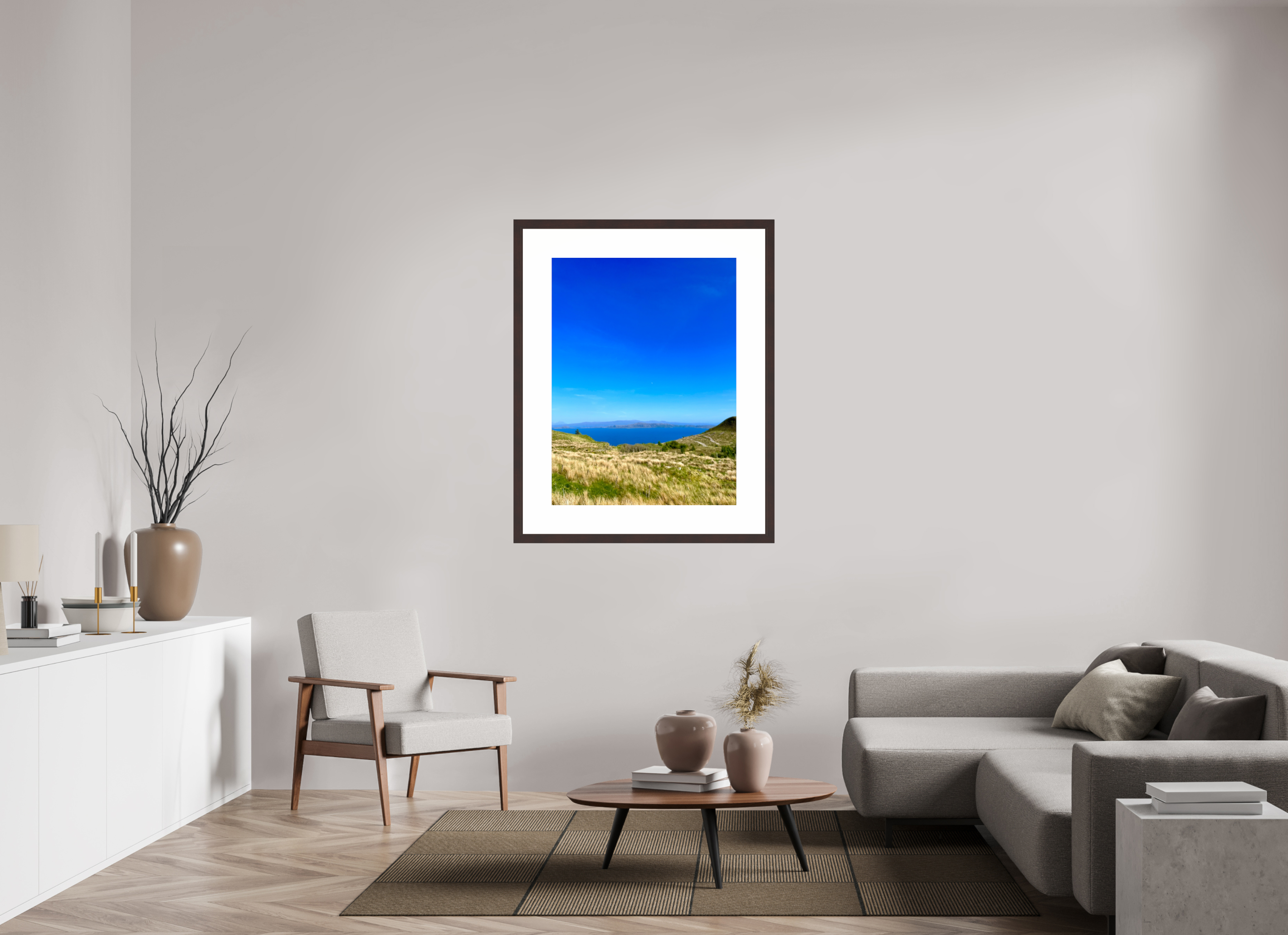 30 x 40″, Framed, Alder Brown, Color Print Overlooking the Sound of Raasay